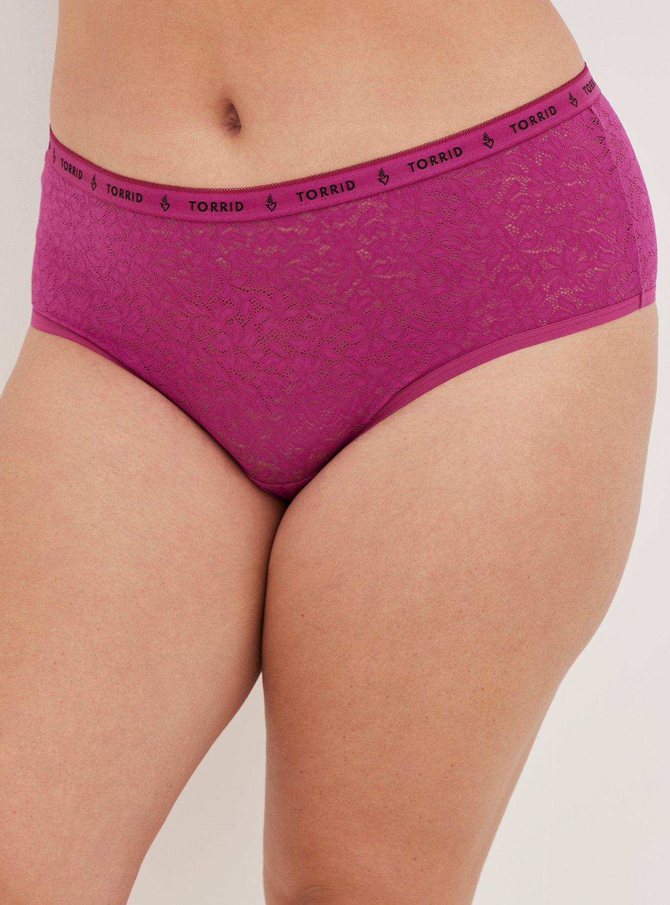 Plus Size - 4-Way Stretch Lace Mid-Rise Cheeky Logo Panty - Torrid