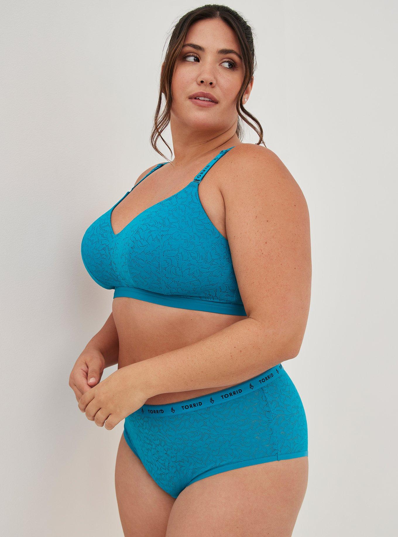 Plus Size - 4-Way Stretch Lace Mid-Rise Cheeky Logo Panty