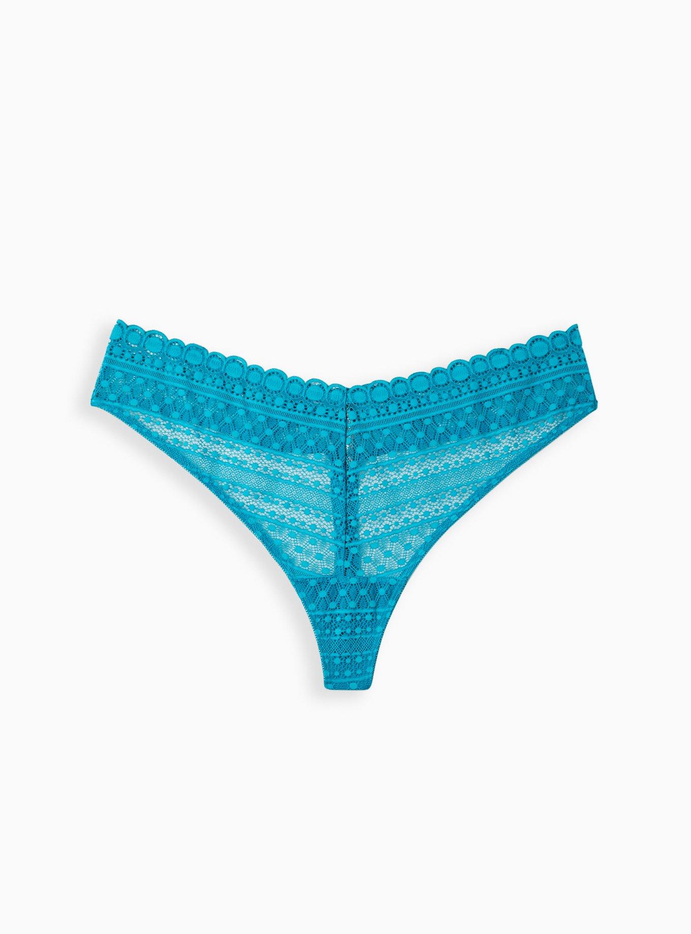 Plus Size Thong Panty Dotted Lace Blue Torrid