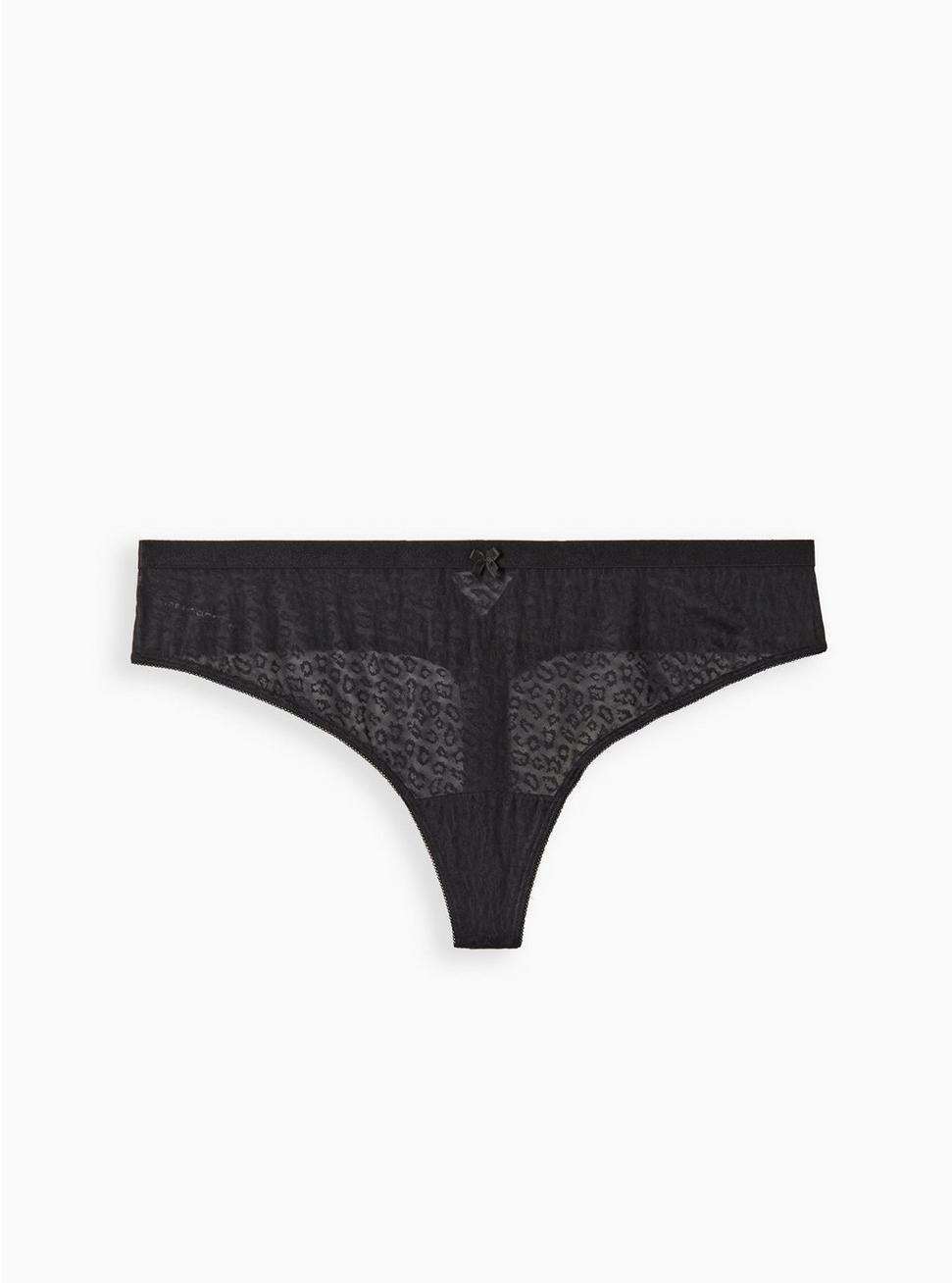 Keyhole Thong Panty - Cotton Leopard Black, RICH BLACK, hi-res