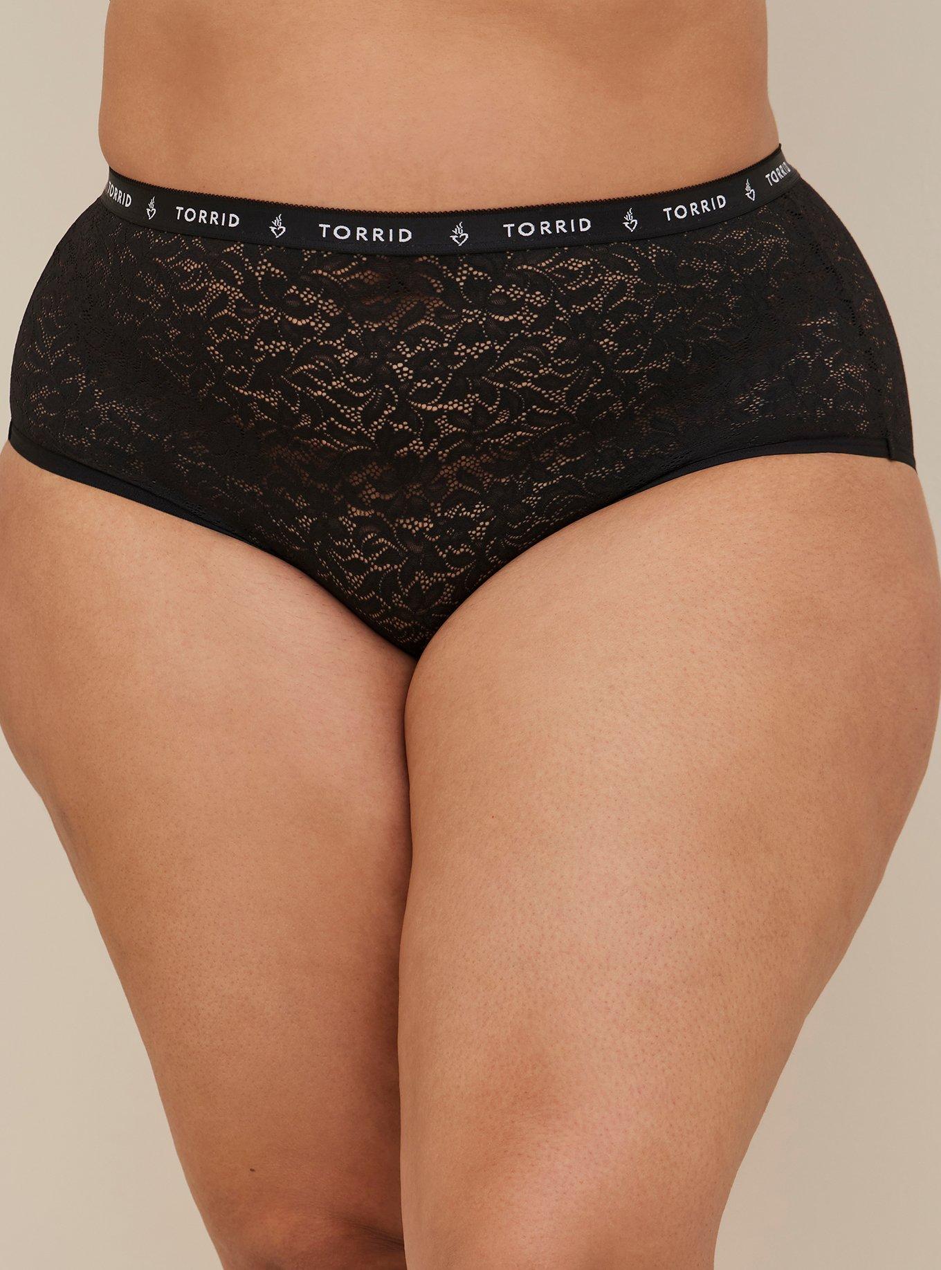 Plus Size - Logo Brief Panty - 4-Way Stretch Lace Black - Torrid
