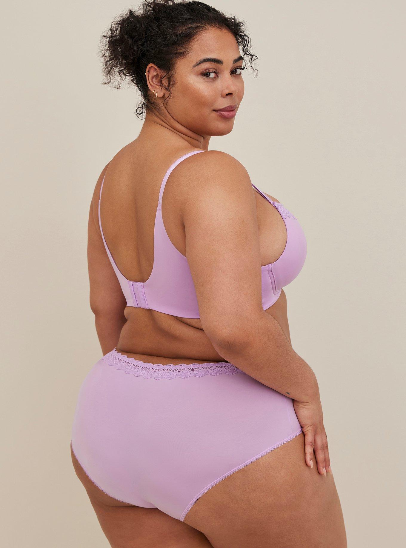 Plus Size - Crochet Trim Hipster Panty - Microfiber Purple - Torrid