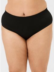 Plus Size Seamless Ribbed Mid-Rise Hipster Panty, RICH BLACK, alternate