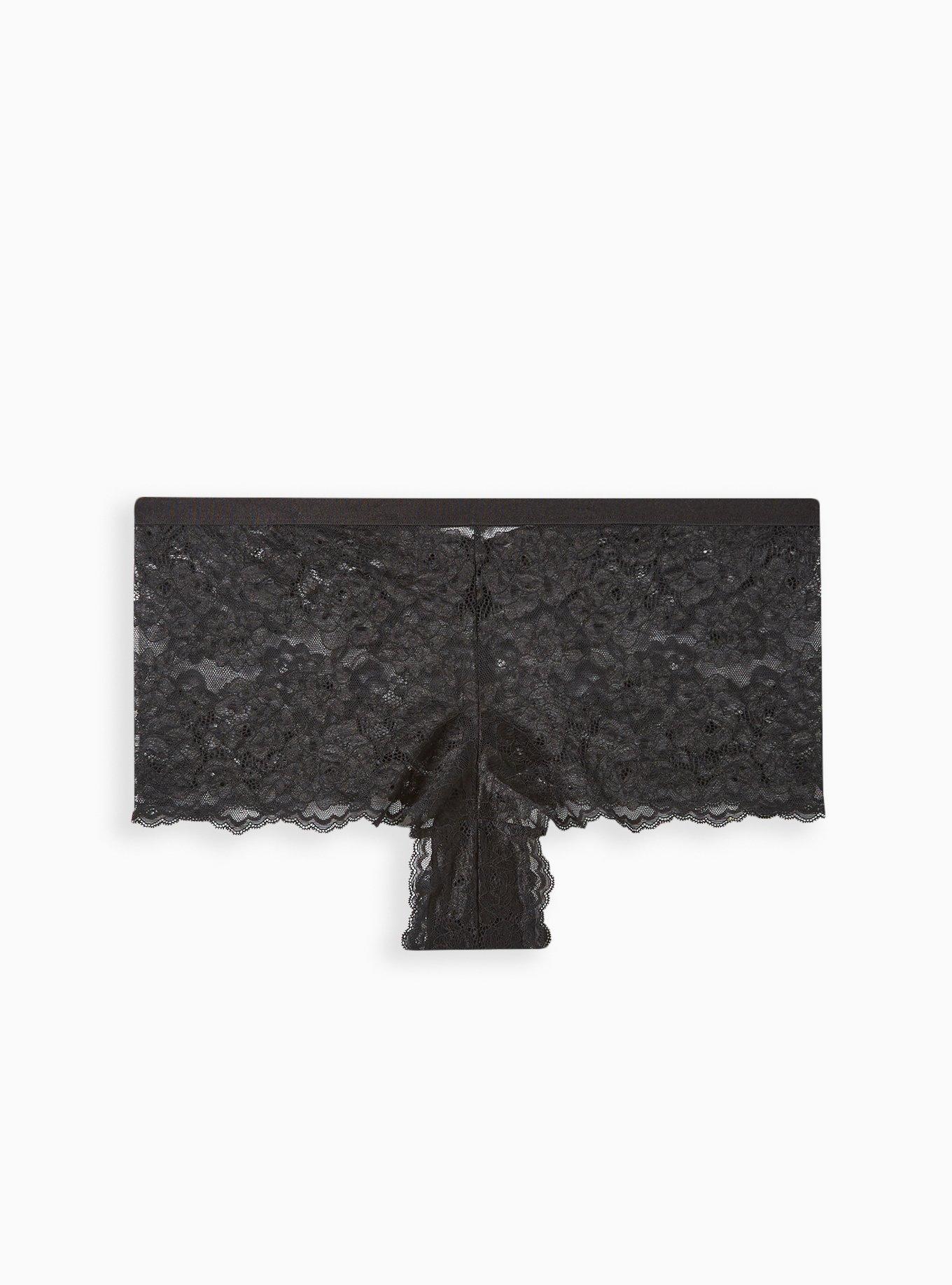 Plus Size - Black Faux Leather & Lace Lattice Unlined Longline