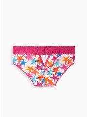 Cotton Mid-Rise Hipster Keyhole Panty, FLO PINK STAR, alternate