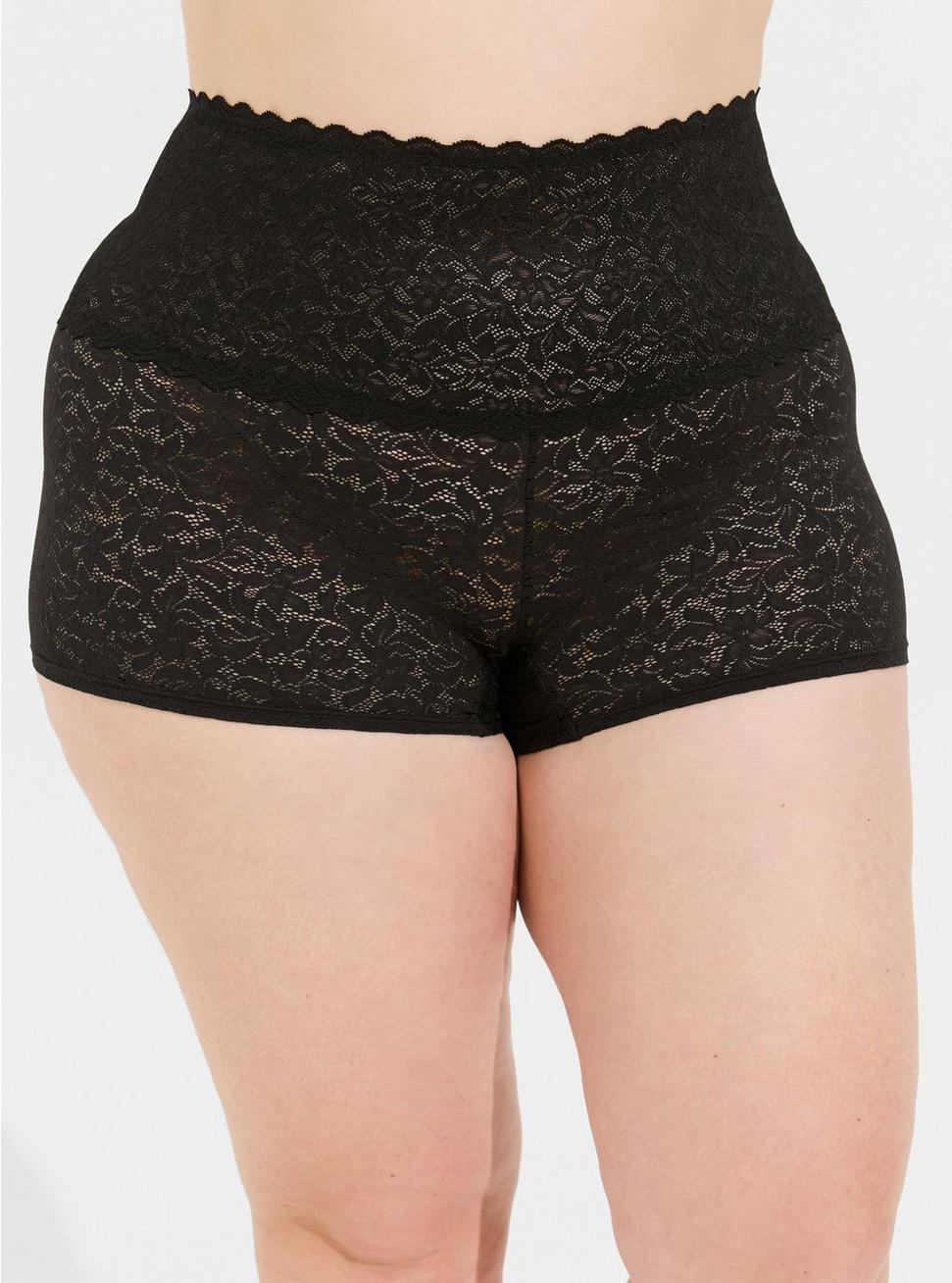 Plus Size Shortie Panty - 4-Way Stretch Lace Black, RICH BLACK, alternate