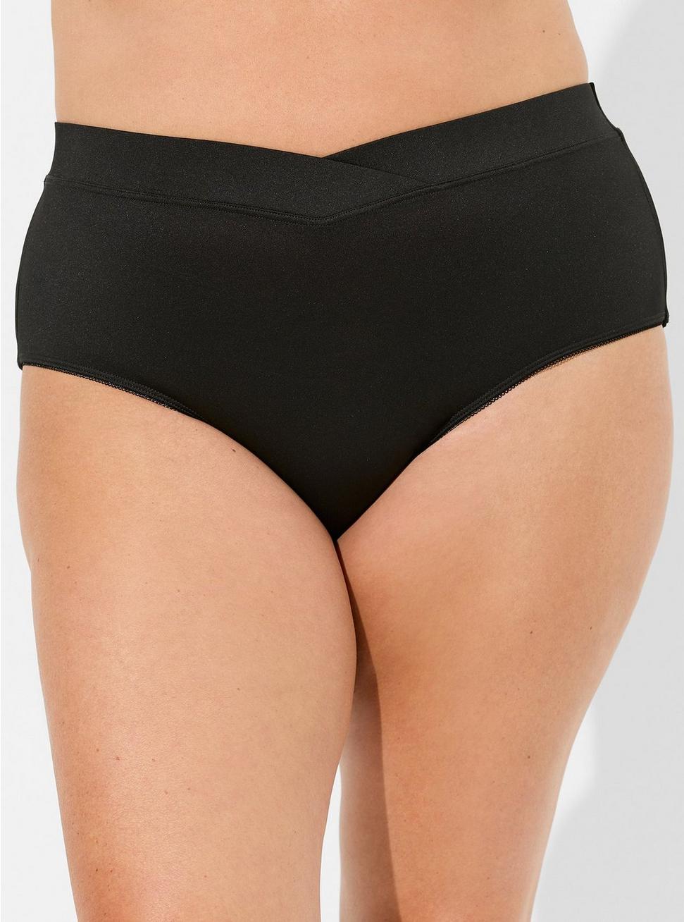 Plus Size Microfiber Mid-Rise Cheeky Panty, RICH BLACK, alternate