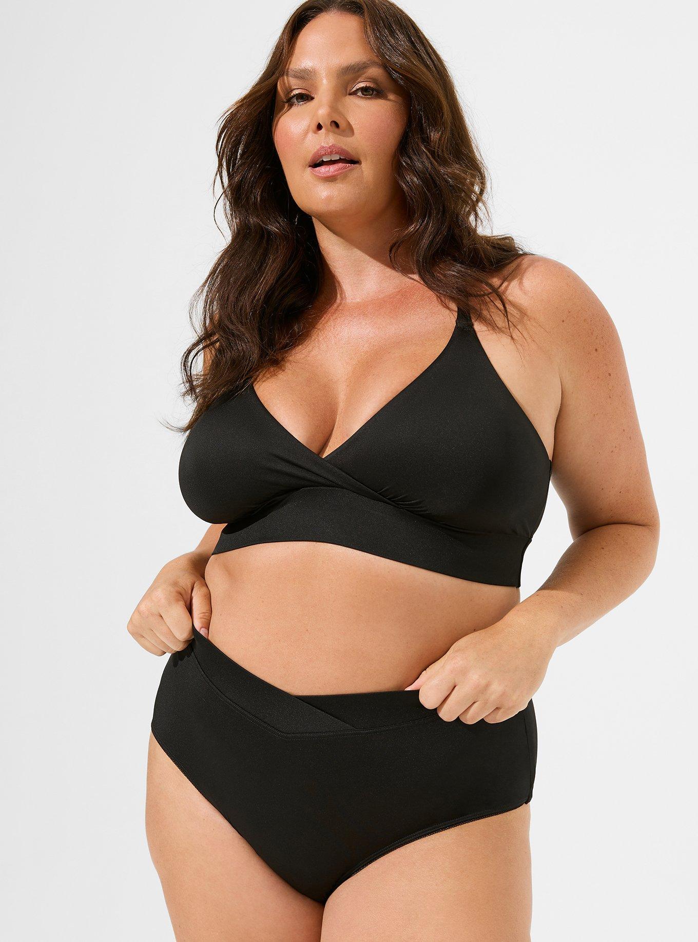 Plus Size - Marabou Cut Out Cheeky Panty - Mesh Black - Torrid