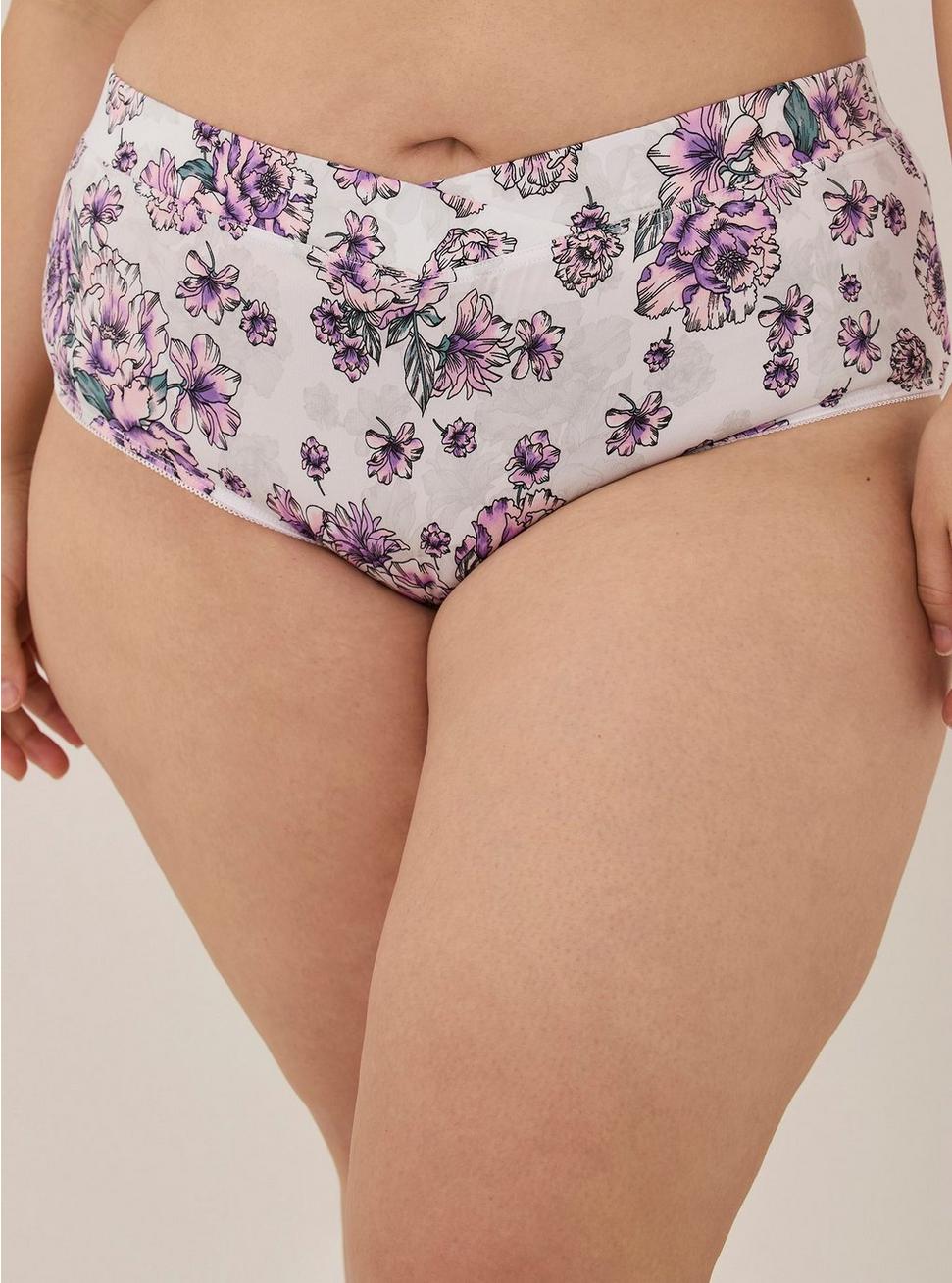 Microfiber Mid-Rise Cheeky Panty, WATERCOLOR EXPLOSION FLORAL BRIGHT WHITE, alternate