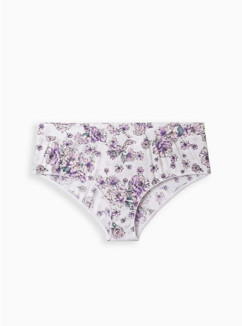 Microfiber Mid-Rise Cheeky Panty, WATERCOLOR EXPLOSION FLORAL BRIGHT WHITE, hi-res