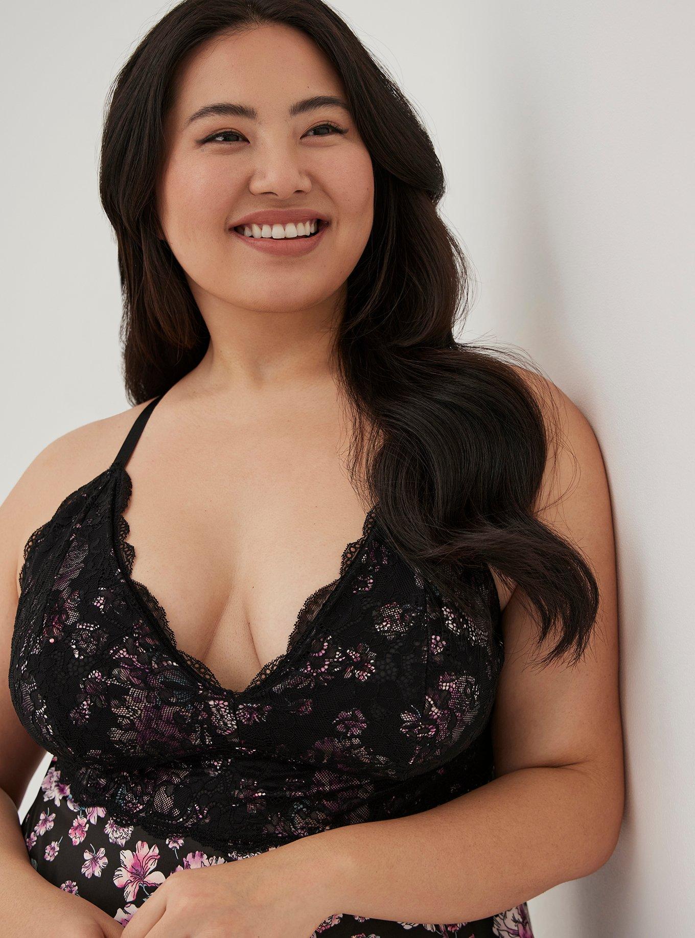 Lace Sexy Sleep Top, WATERCOLOR EXPLOSION FLORAL RICH BLACK, alternate