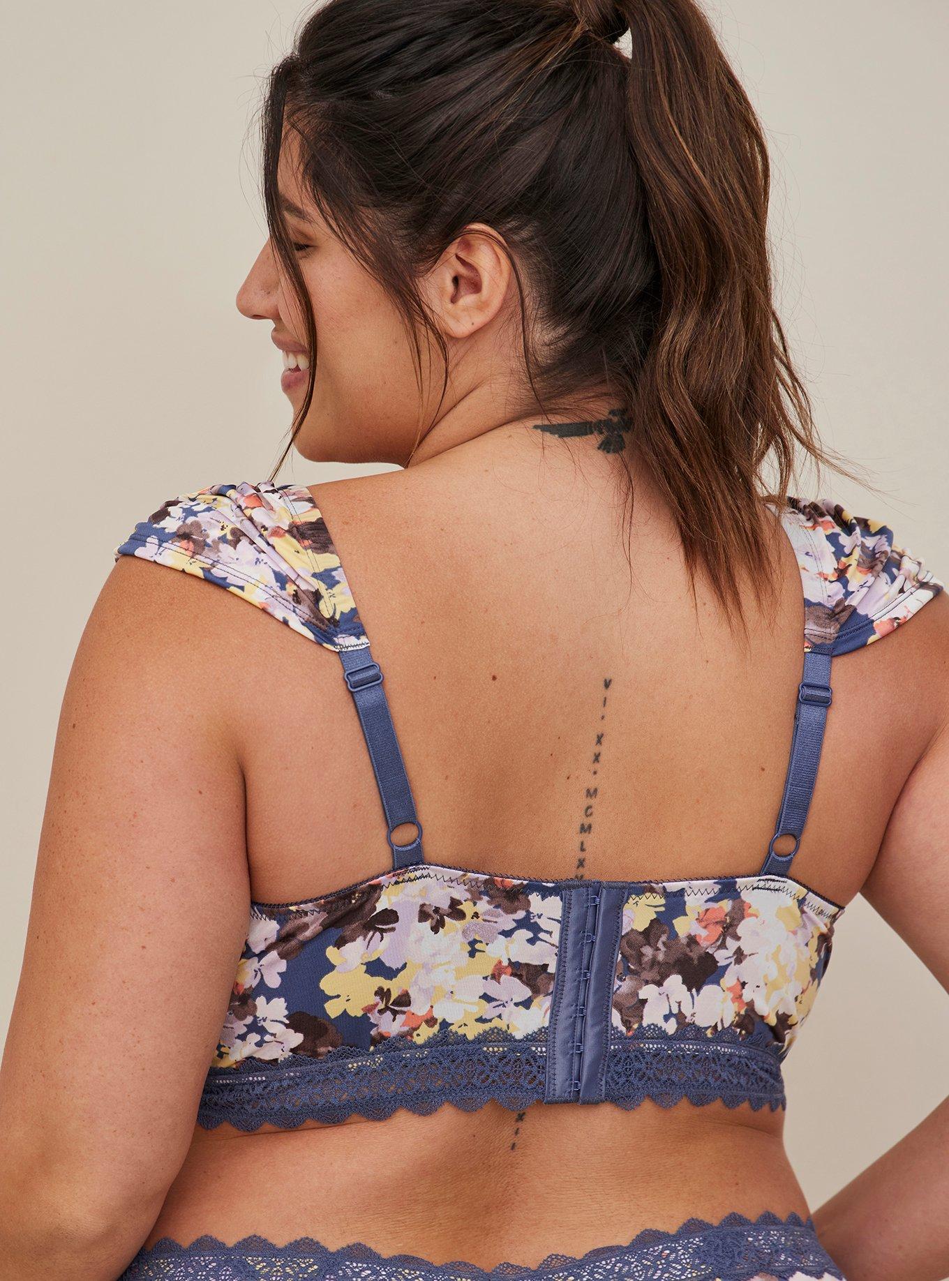 Plus Size Underwire Longline Cap Sleeve Bra Mesh Floral Torrid