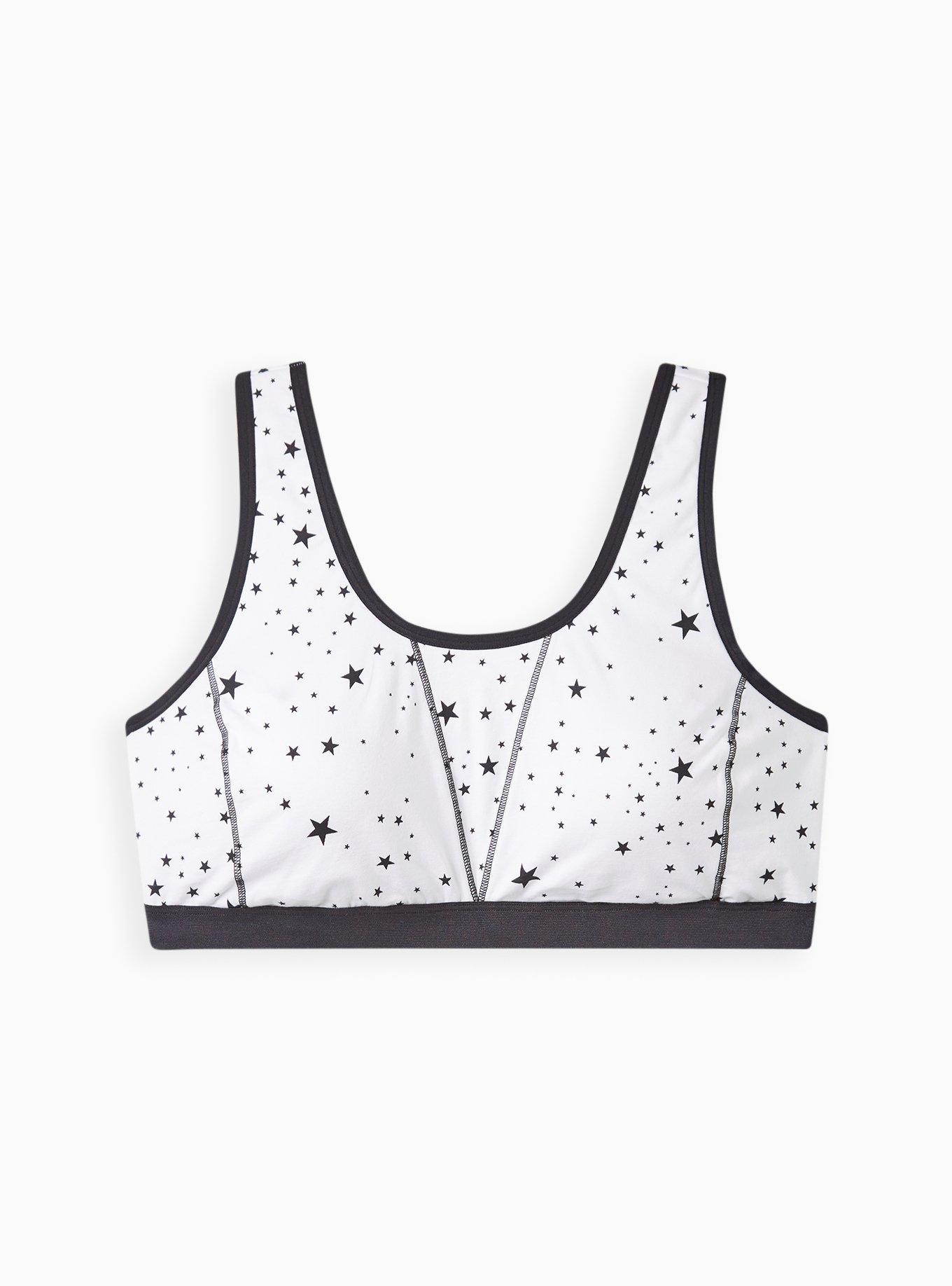 Unlined Cotton Seamed Scoop Bralette, STAR CLUSTERS, hi-res