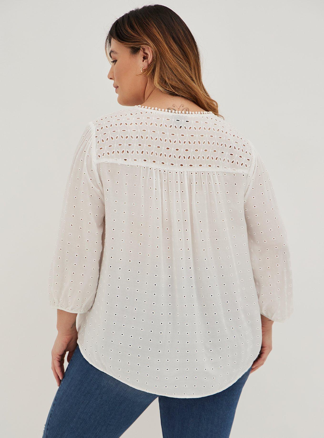 Plus Size Eyelet Peasant Top Torrid