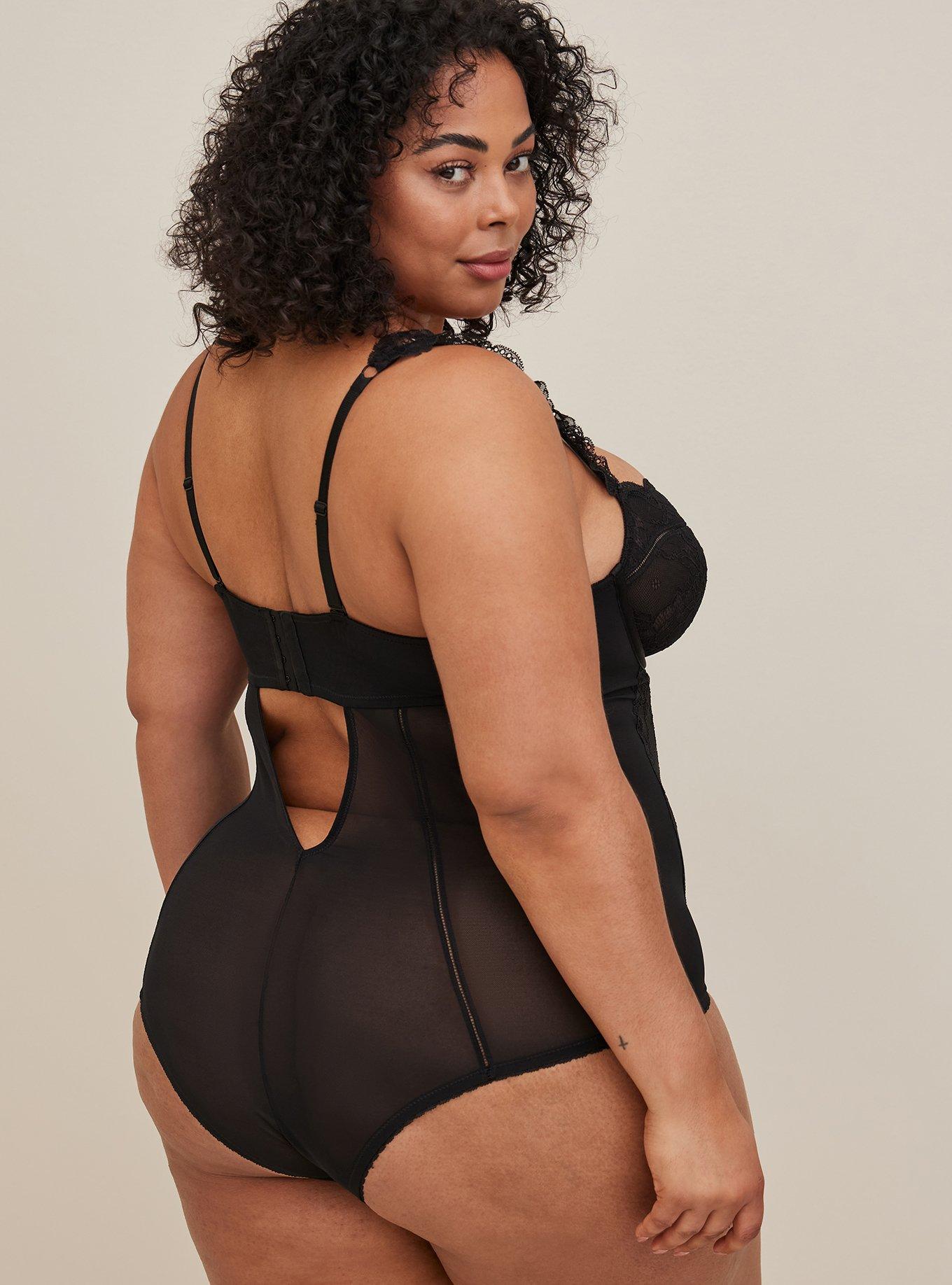 Underwire Unlined Bodysuit - Lace Black, , alternate