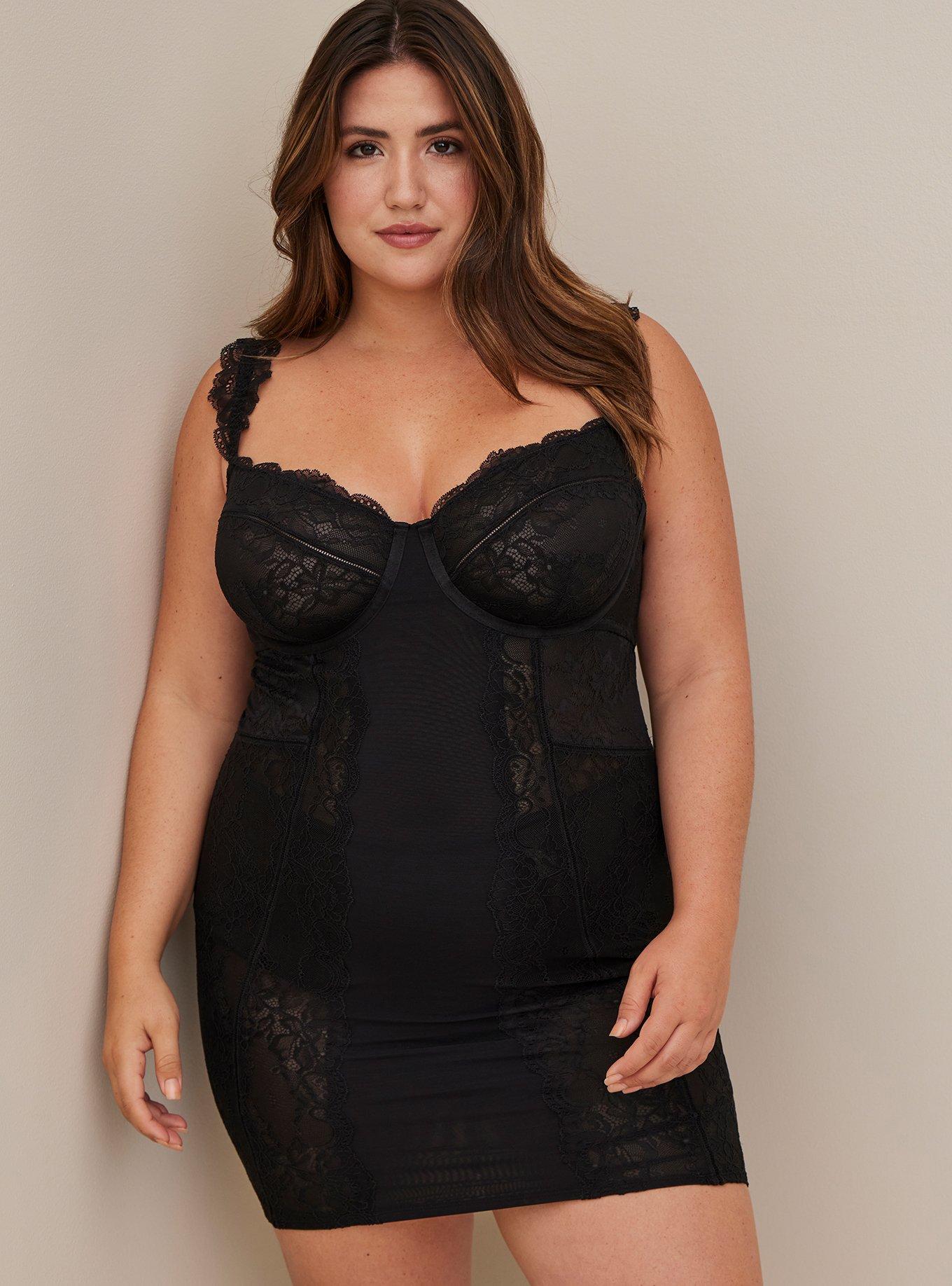 Plus Size - Underwire Chemise - Lace Black - Torrid