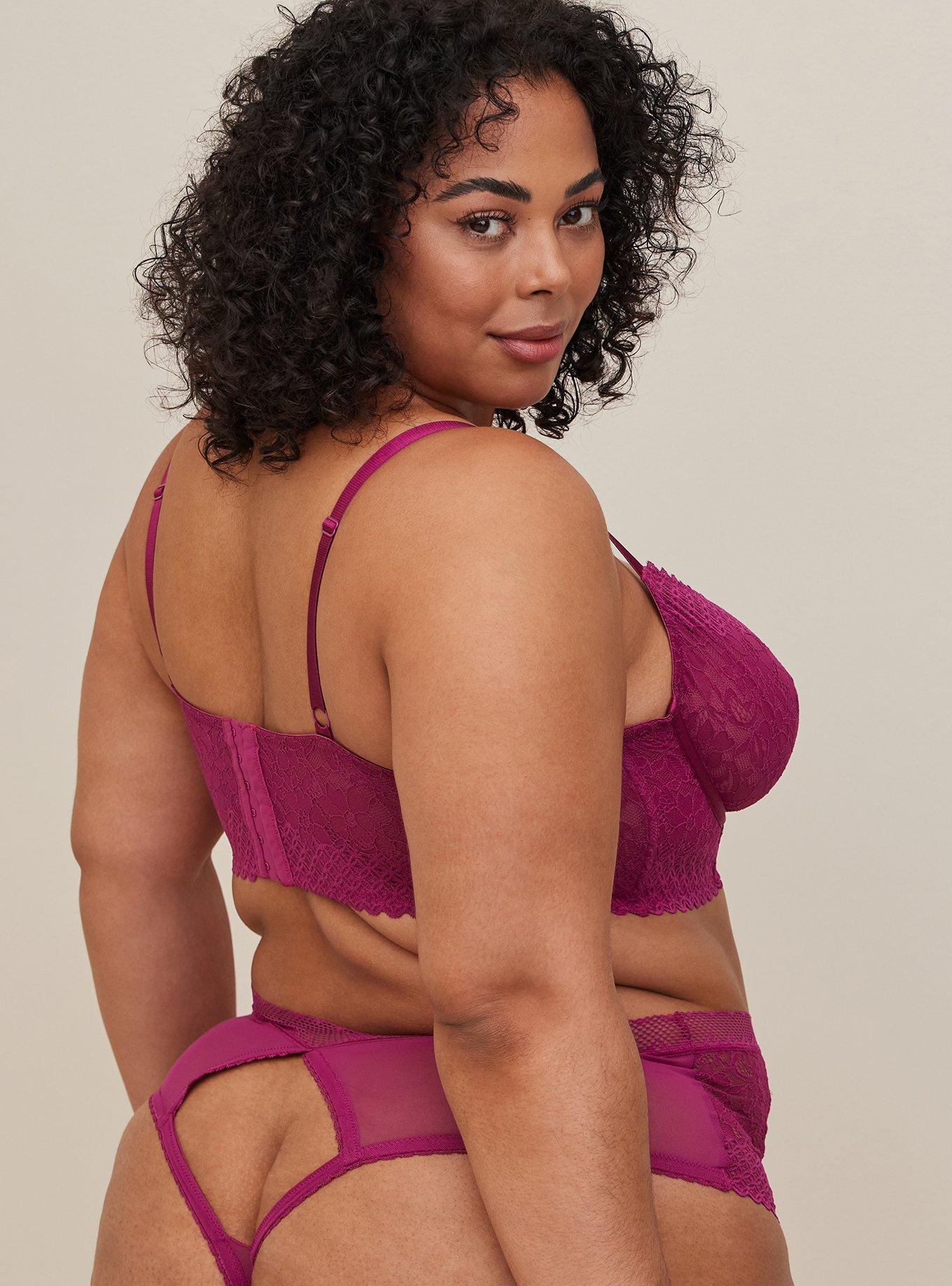 Plus Size - Lace Thong Panty With Open Gusset - Torrid