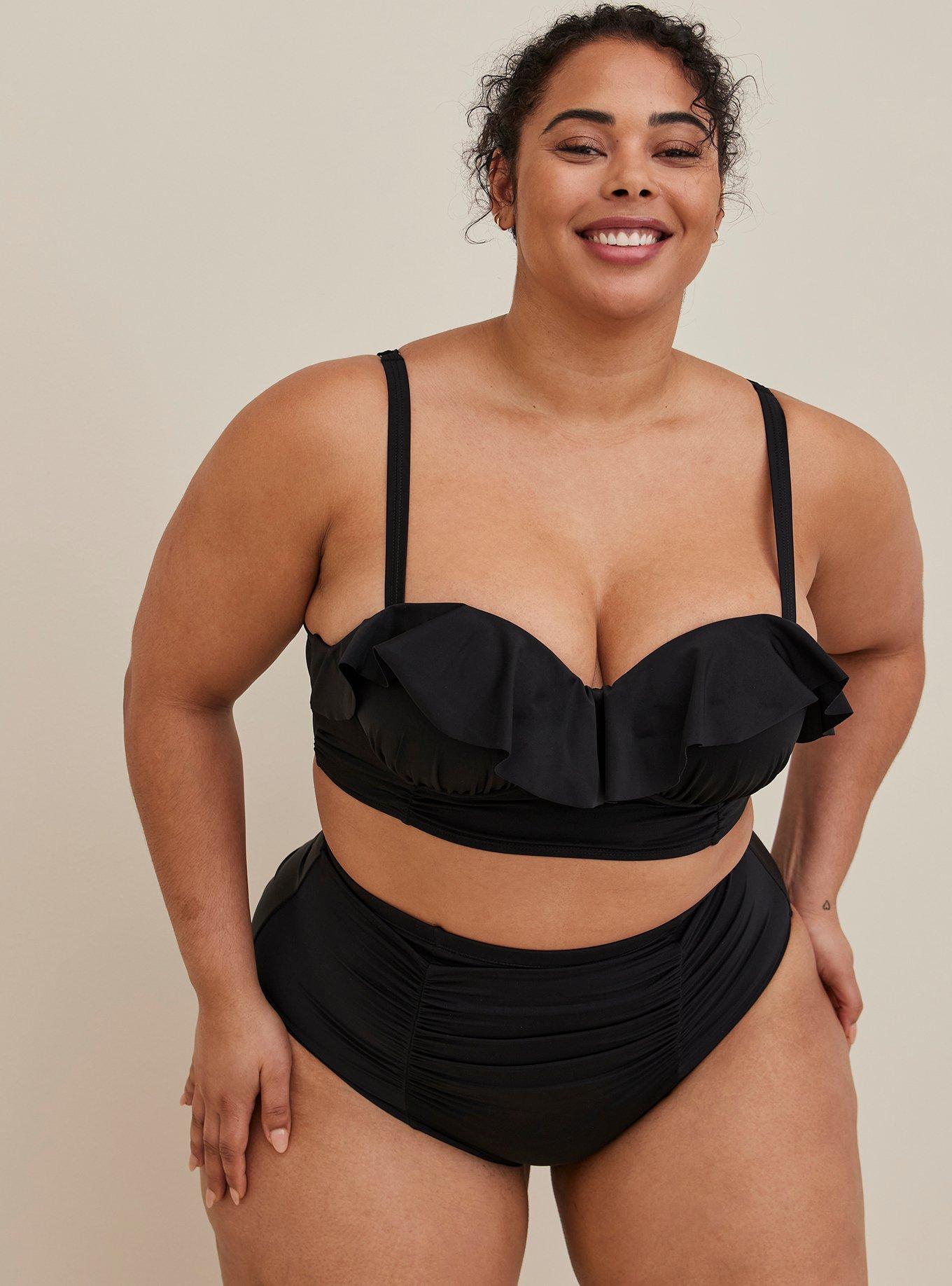 Multiway Ruffle Underwire Swim Top - Black, DEEP BLACK, alternate