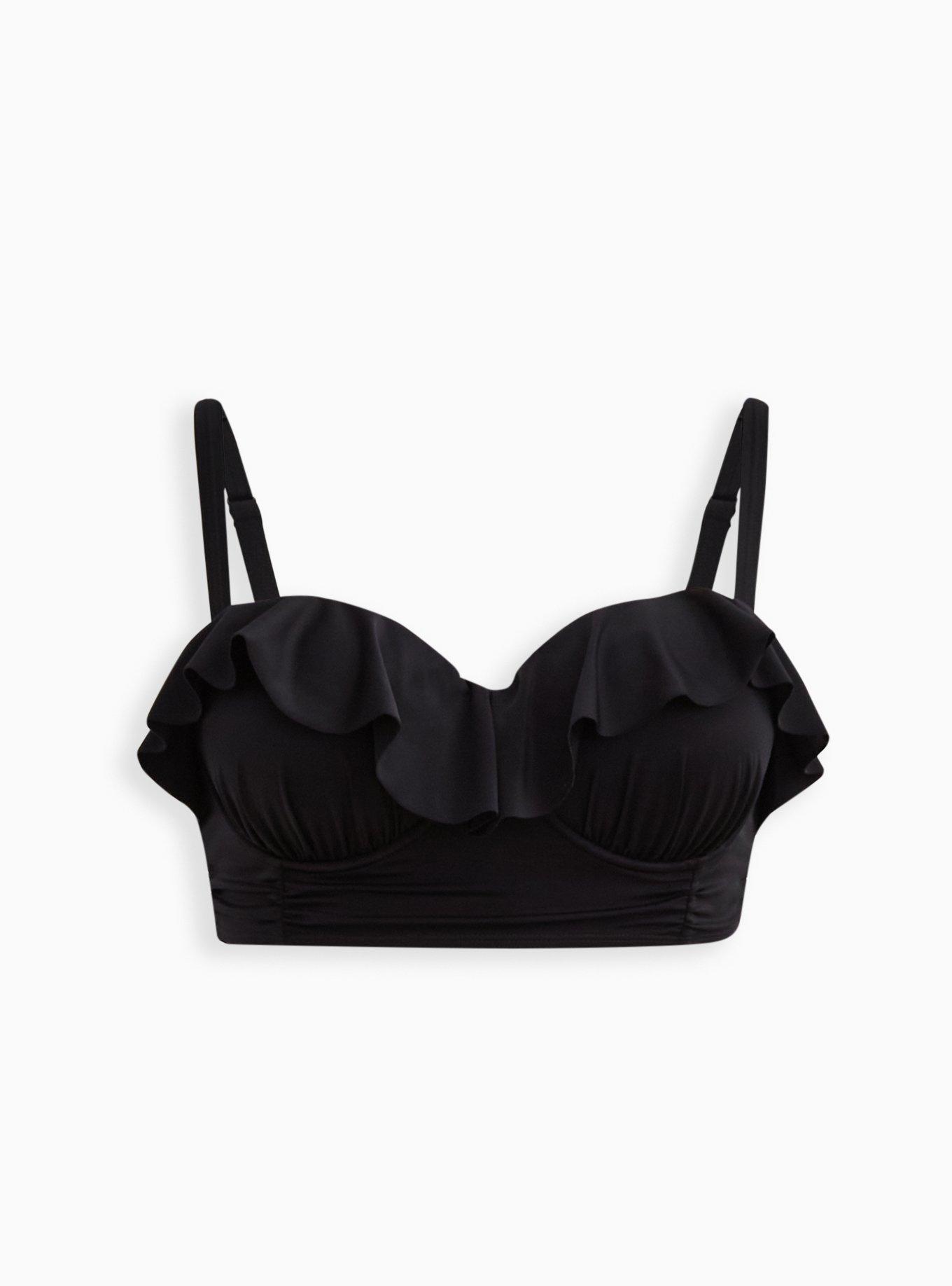 Multiway Ruffle Underwire Swim Top - Black, DEEP BLACK, hi-res