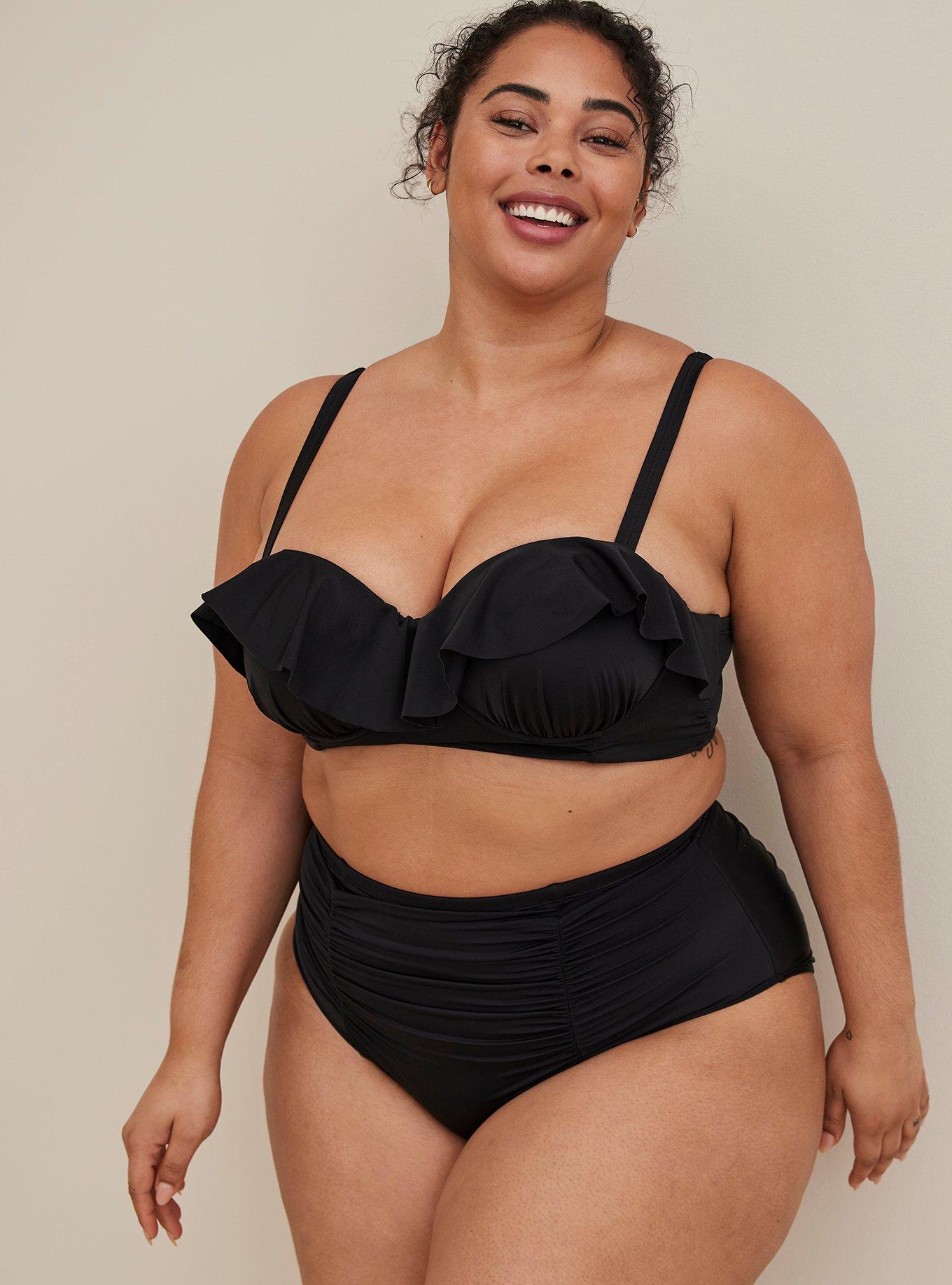 Multiway Ruffle Underwire Swim Top - Black, DEEP BLACK, hi-res