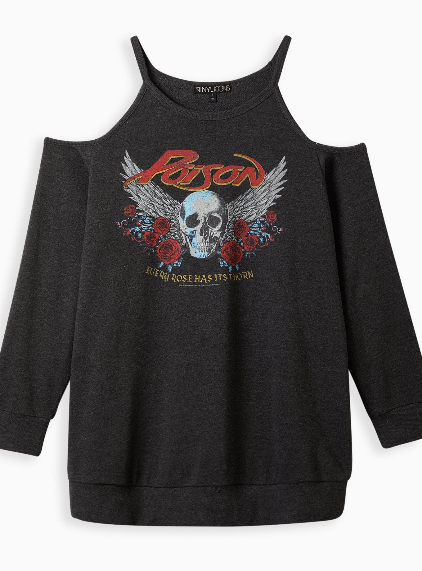 Cold Shoulder Sweatshirt - Fleece Poison Grey, CHARCOAL GREY, hi-res