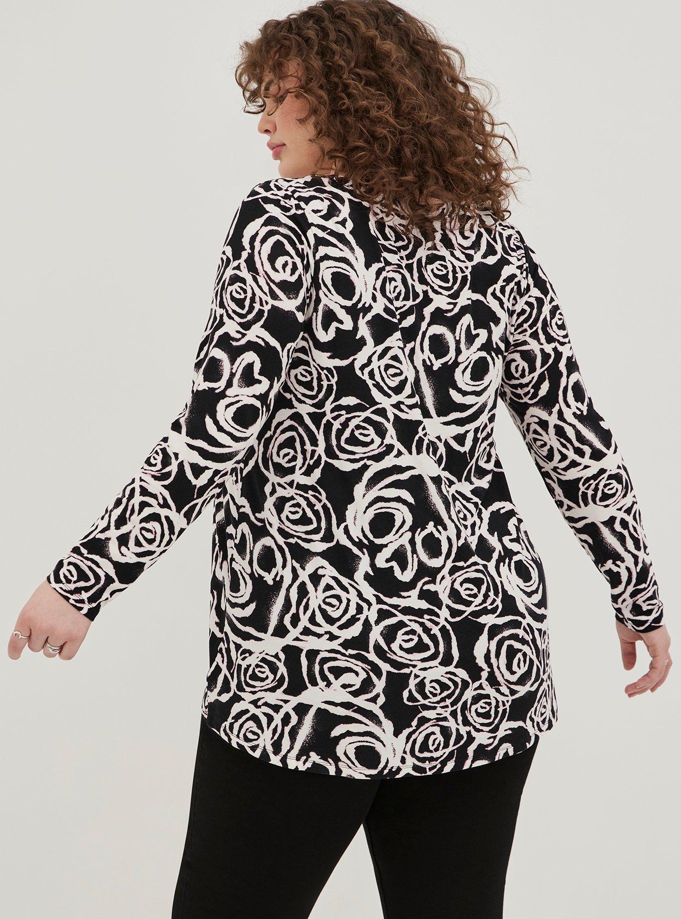 Plus Size LoveSick Strappy Hi-Lo Tee - Super Soft Black Spray Paint Skulls, BLACK SKULL, alternate