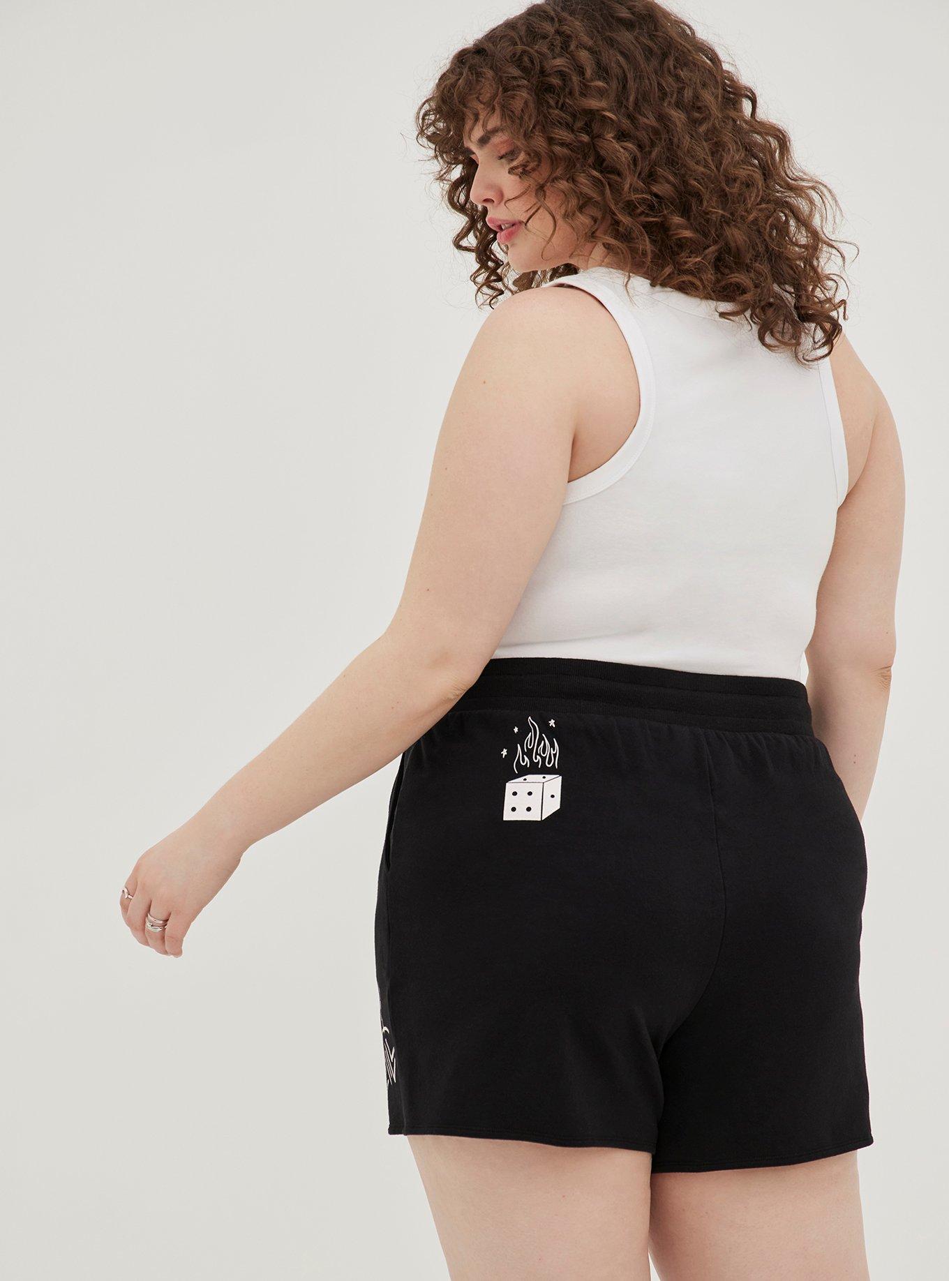 Plus Size LoveSick Pull-On Short - French Terry Pretty Please Black, BLACK, alternate