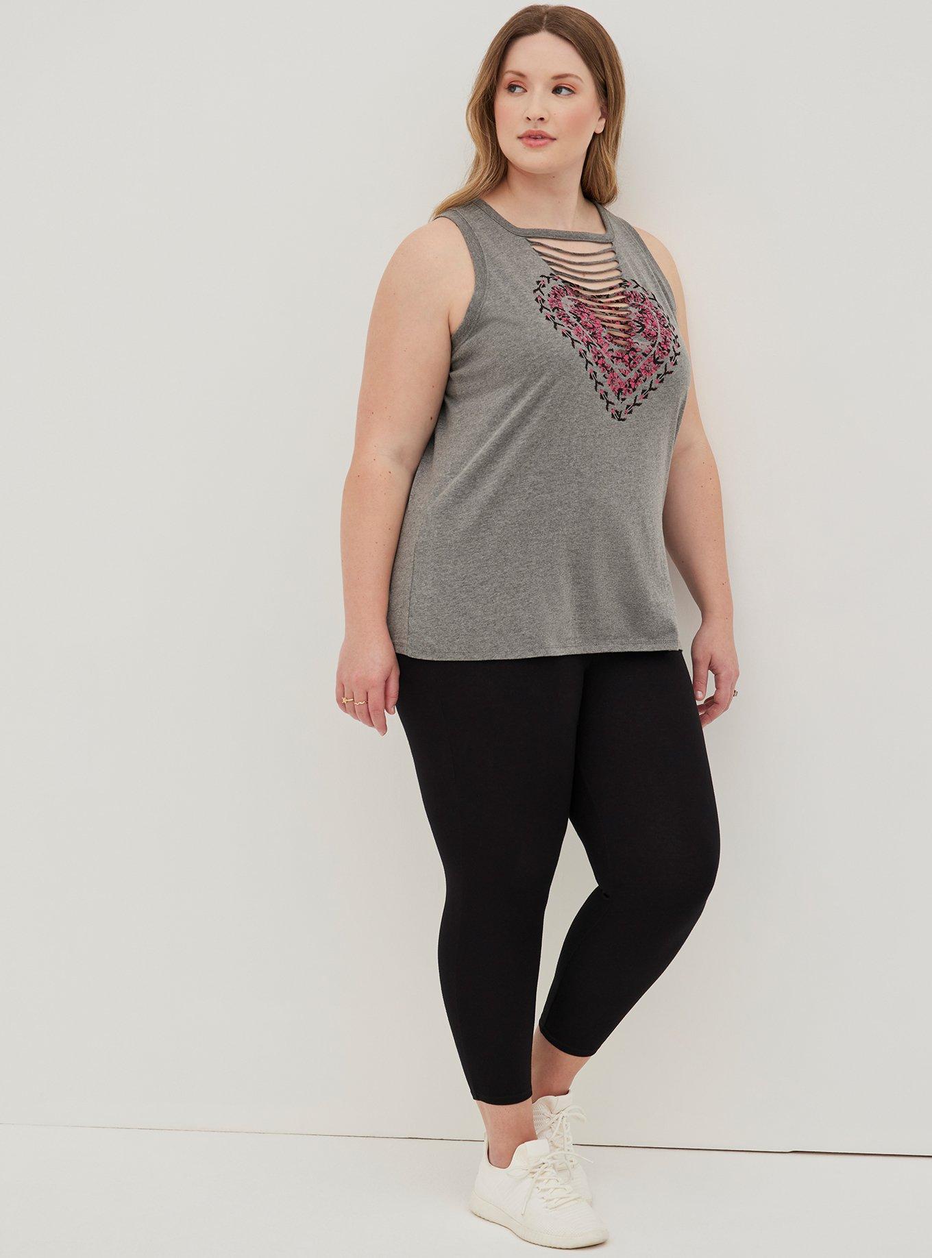 Plus Size Slasher Tank - Cotton Tapesty Heart Grey, MEDIUM HEATHER GREY, alternate