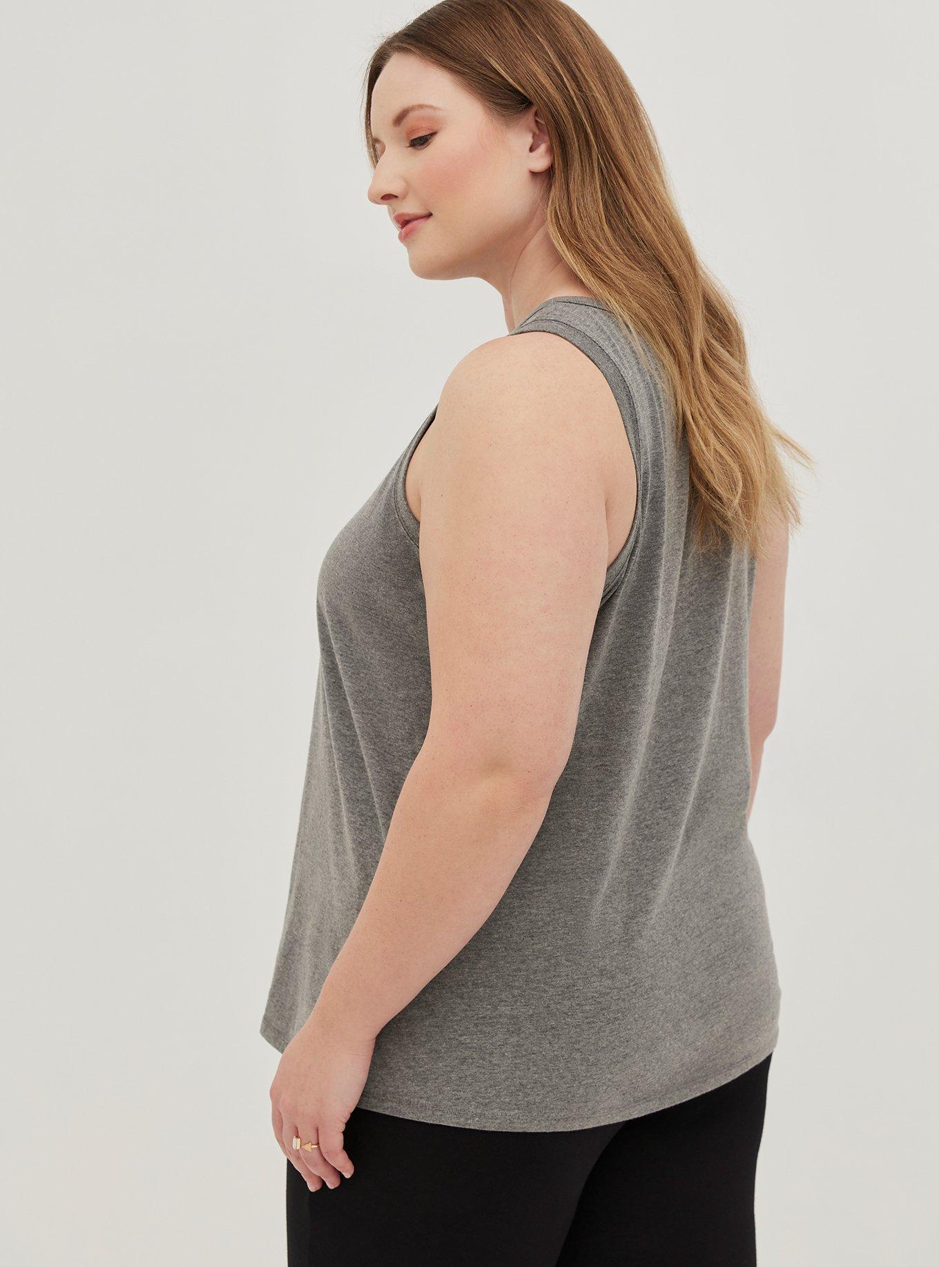 Plus Size Slasher Tank - Cotton Tapesty Heart Grey, MEDIUM HEATHER GREY, alternate