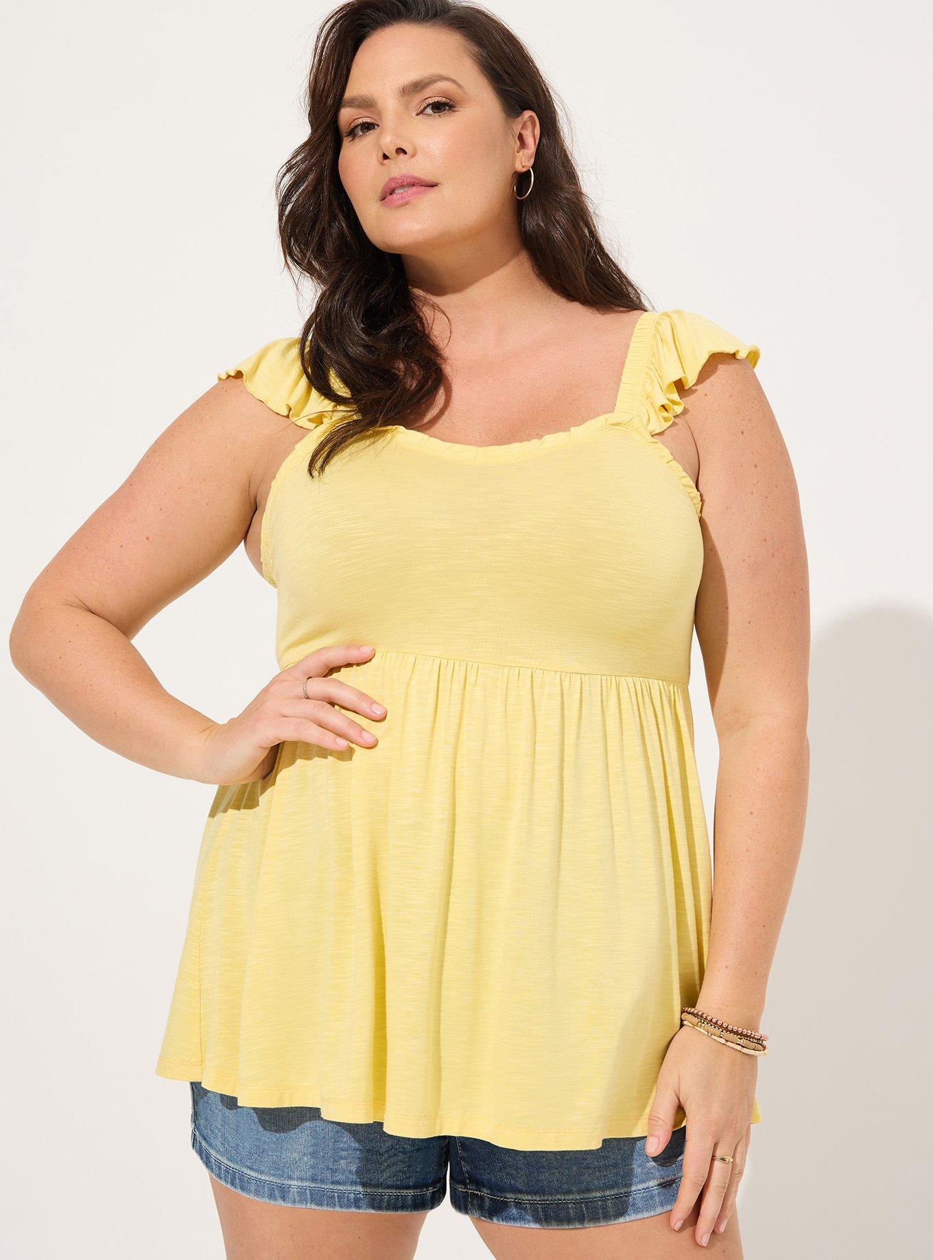 Plus Size Babydoll Super Soft Slub Ruffle Shoulder Tank Torrid