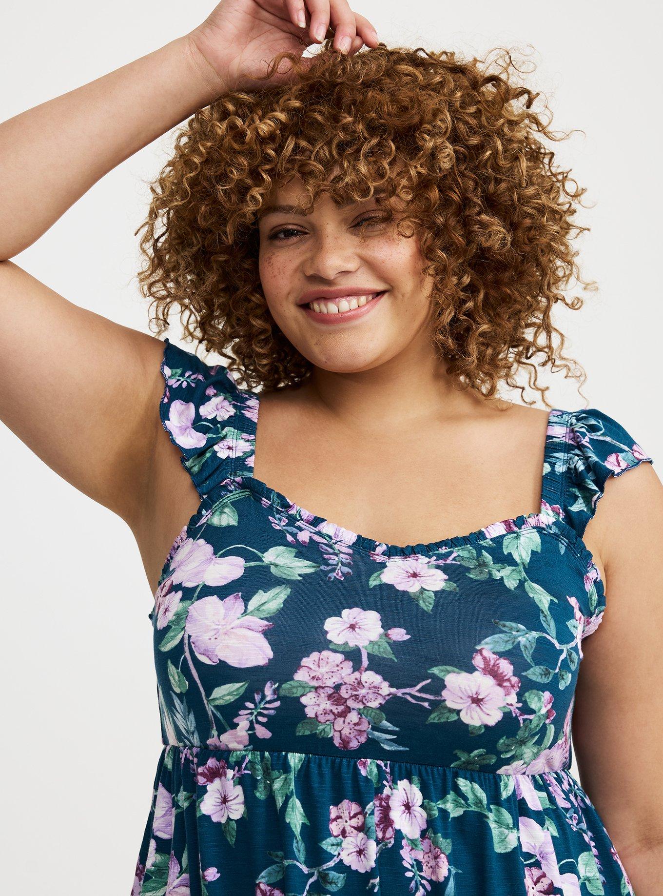 Babydoll Super Soft Slub Ruffle Shoulder Tank