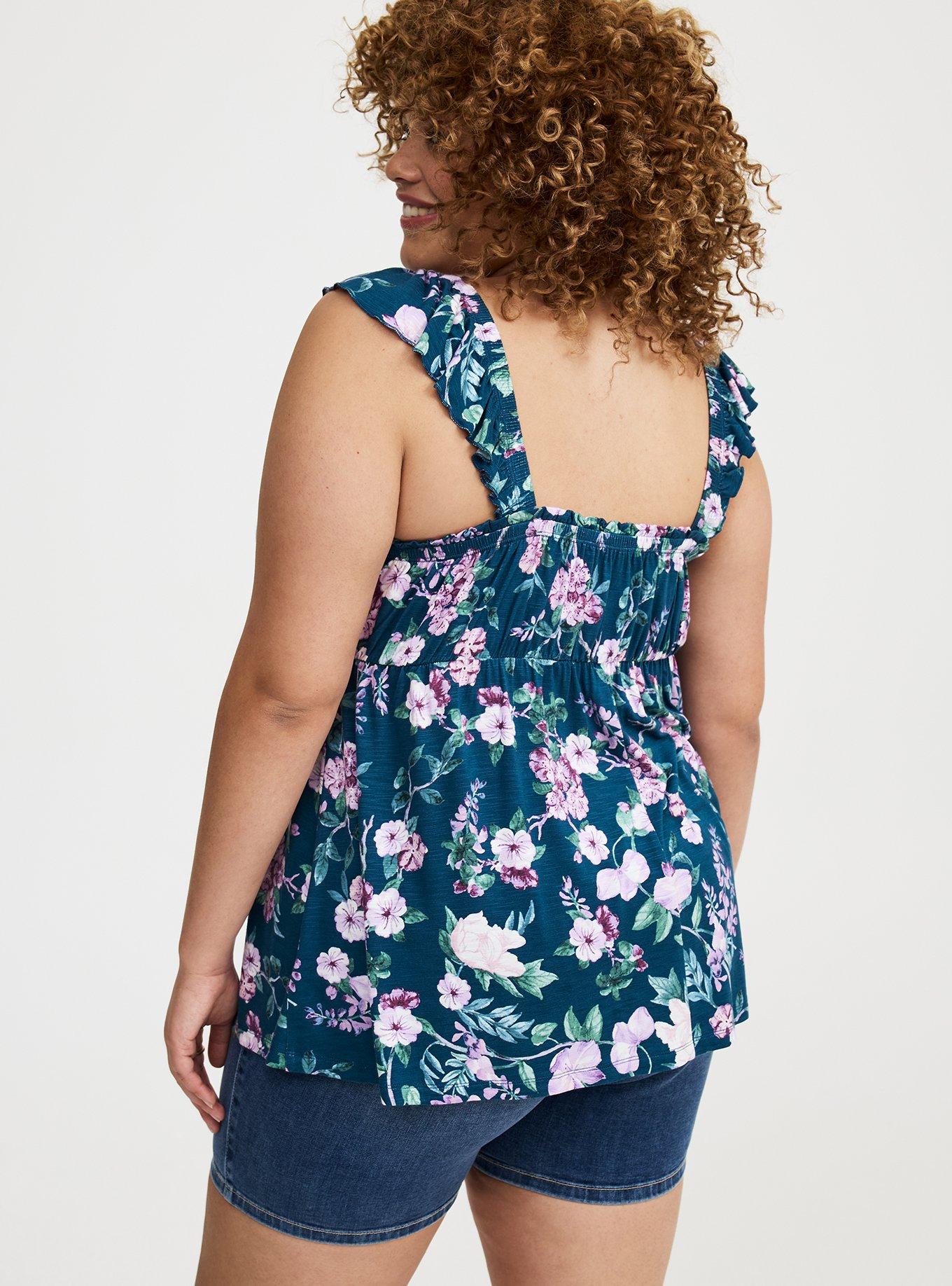 Babydoll Super Soft Slub Ruffle Shoulder Tank