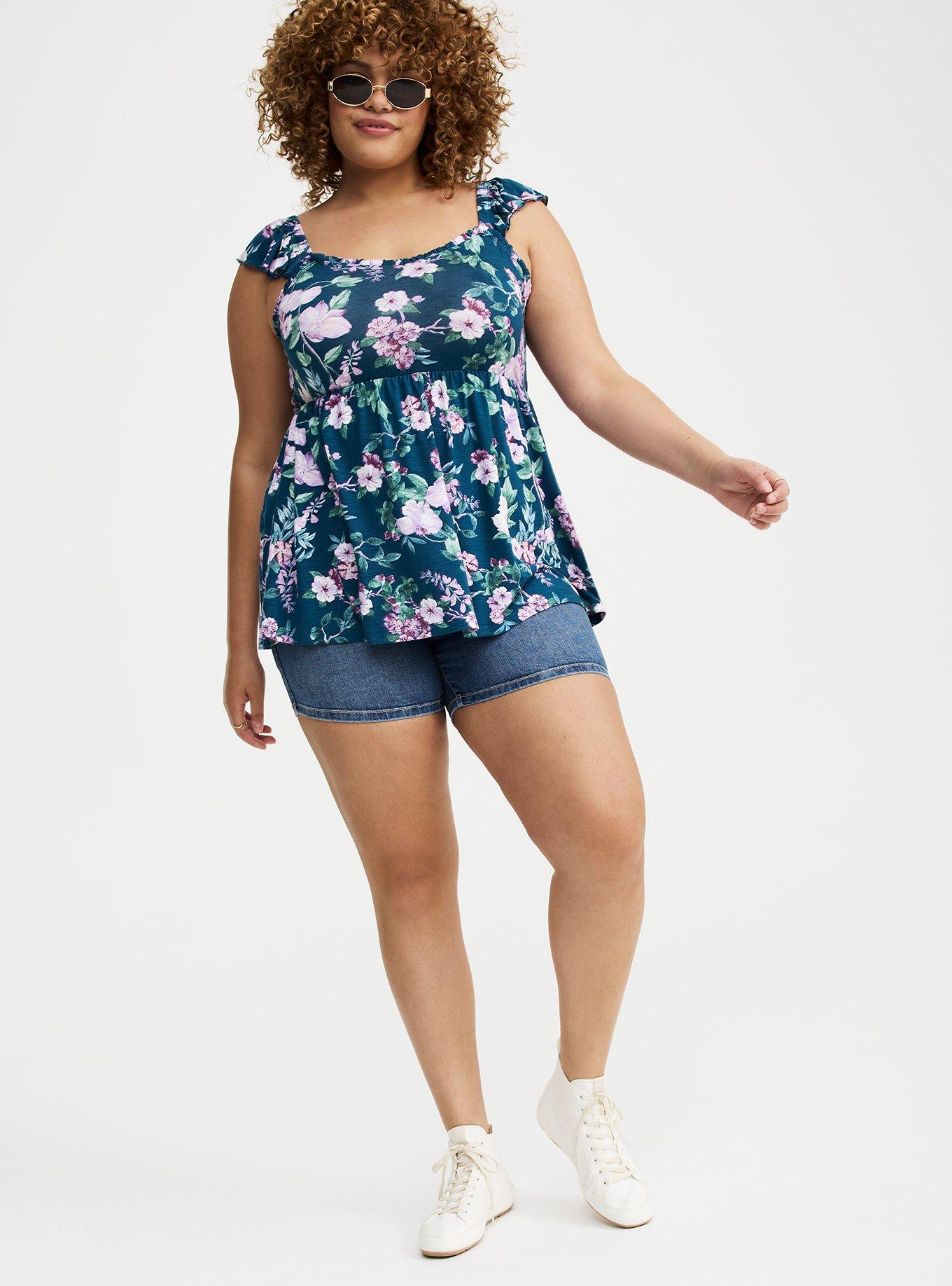 Babydoll Super Soft Slub Ruffle Shoulder Tank