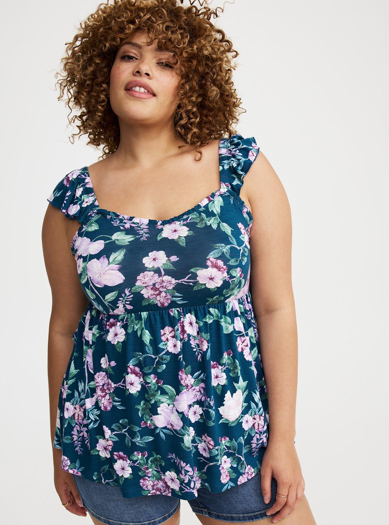 Babydoll Super Soft Slub Ruffle Shoulder Tank