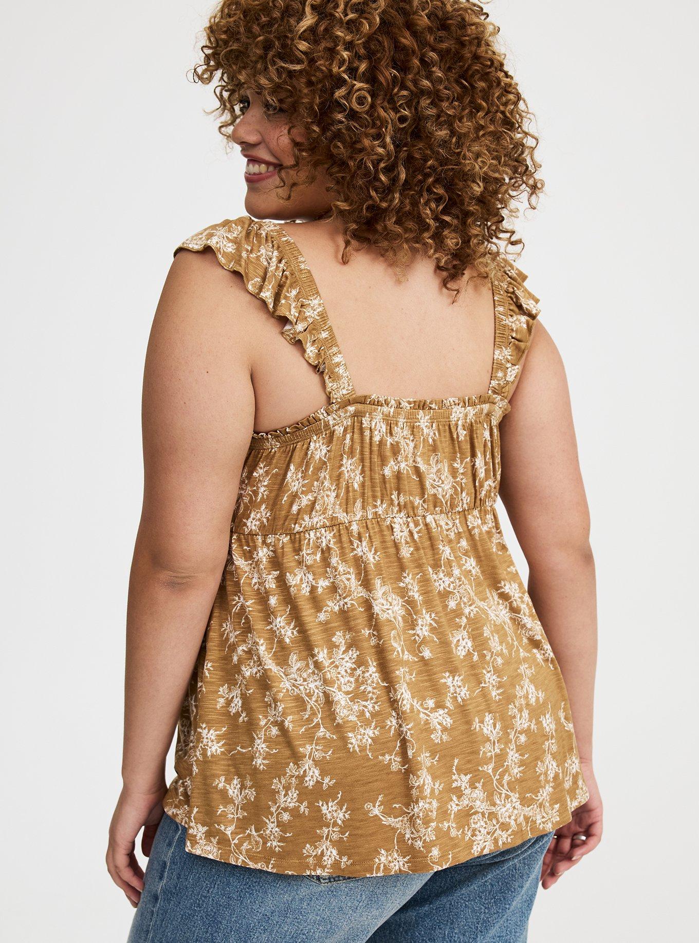 Babydoll Super Soft Slub Ruffle Shoulder Tank