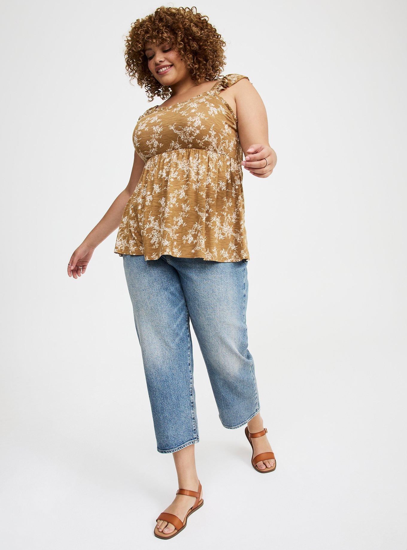 Babydoll Super Soft Slub Ruffle Shoulder Tank