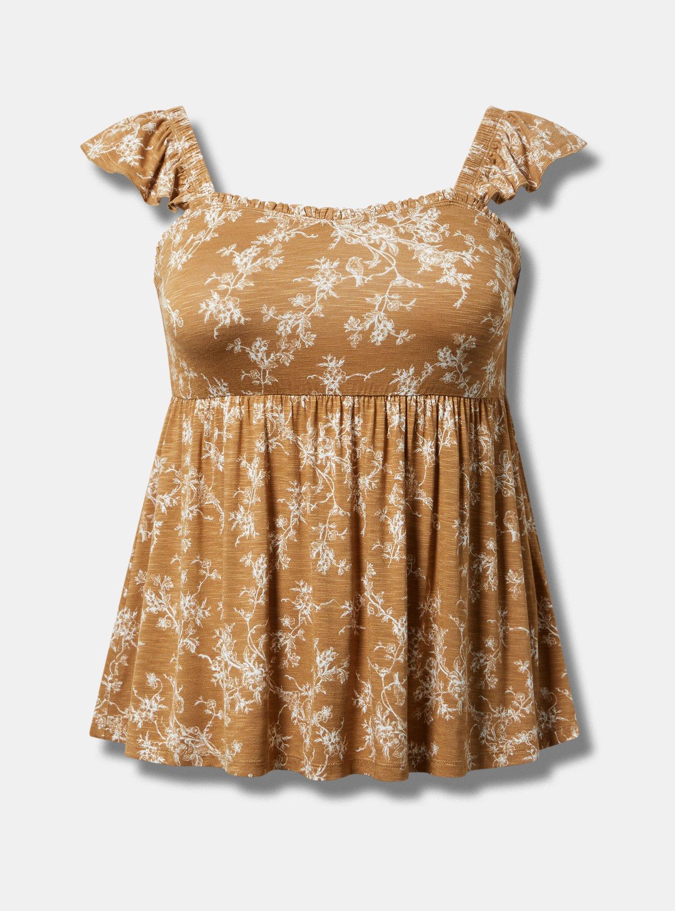 Babydoll Super Soft Slub Ruffle Shoulder Tank