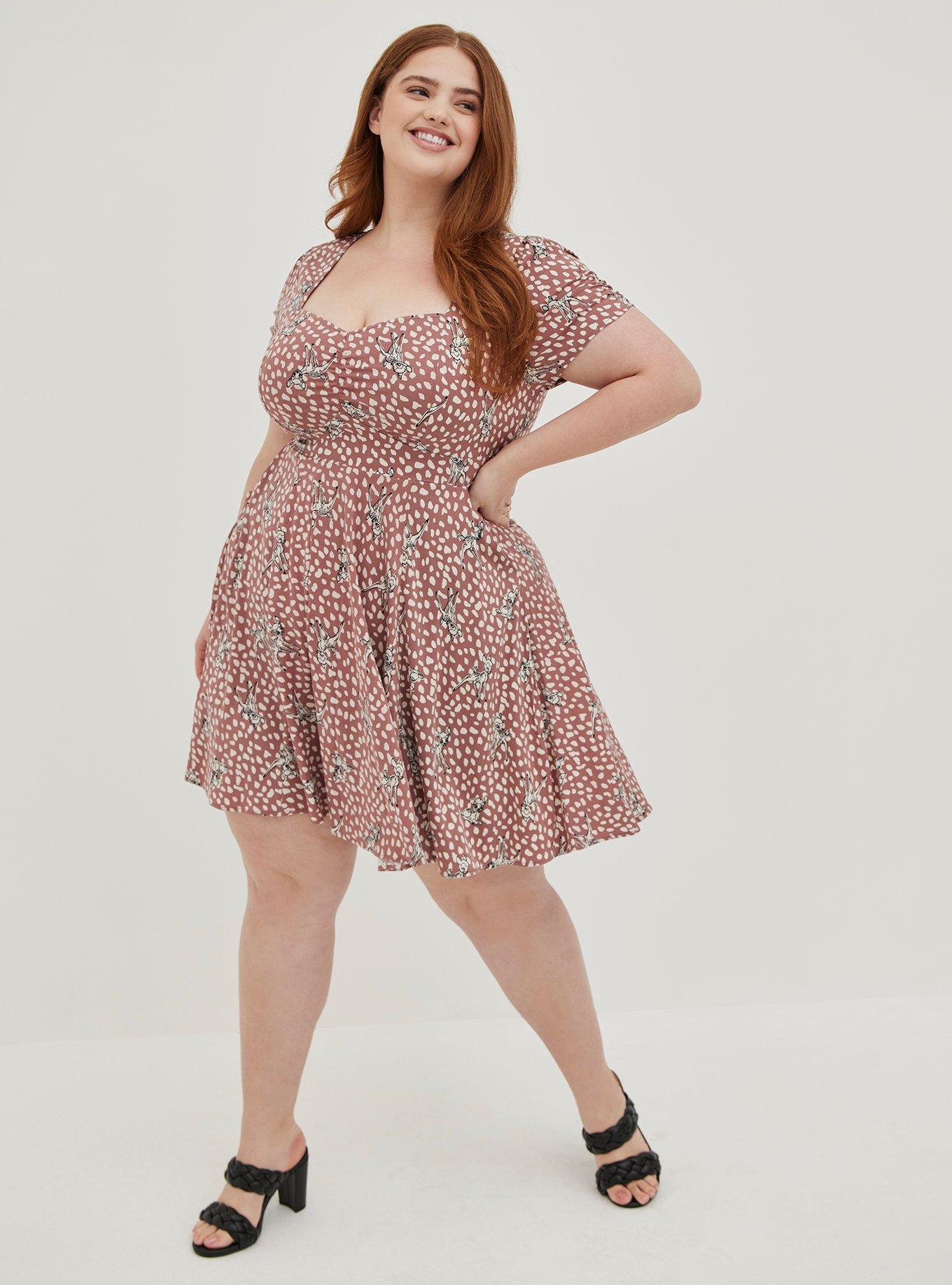 Plus Size - Mini Challis Shirred-Front Skater Dress - Torrid