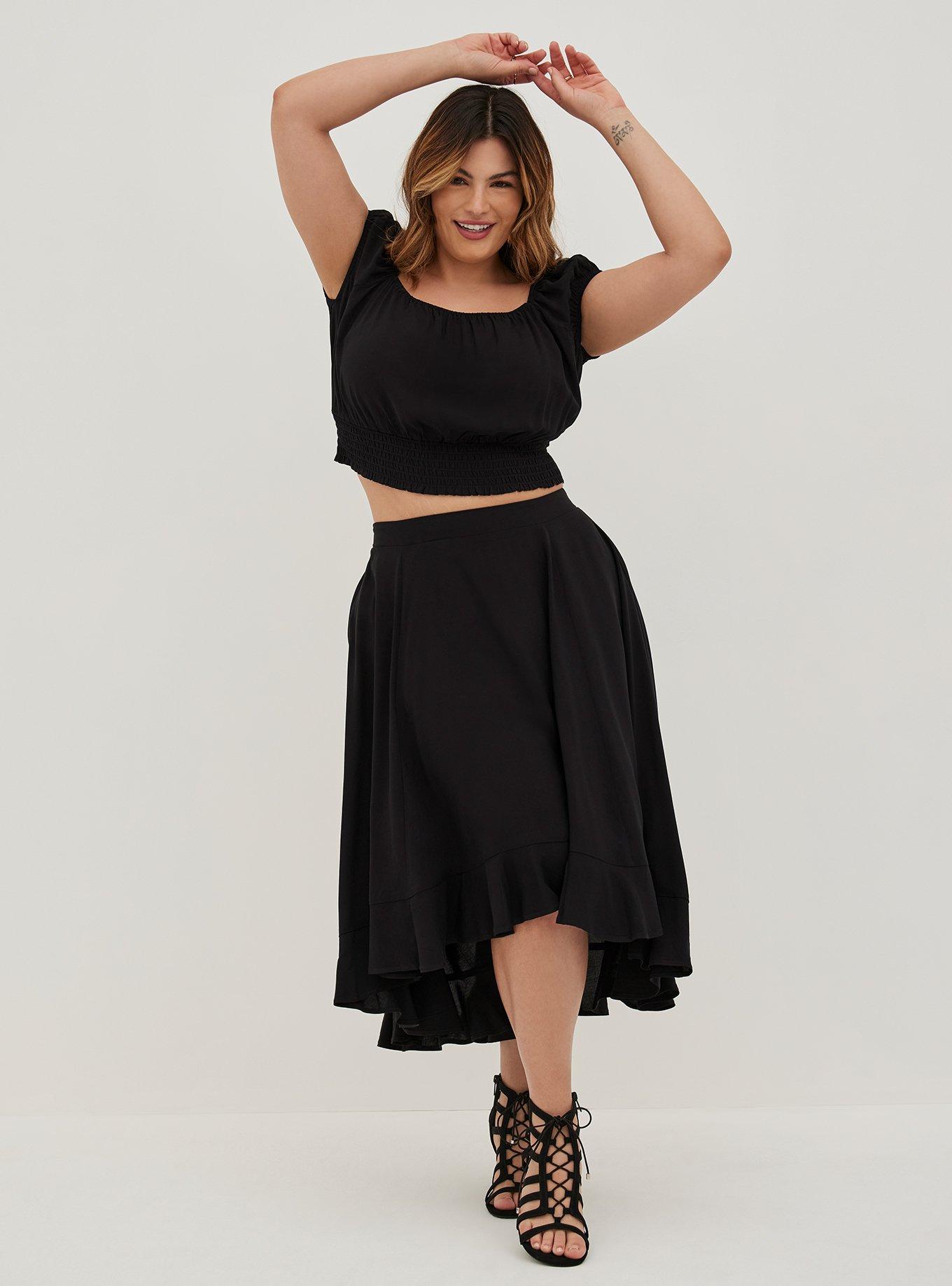 Plus size crop top and high waist clearance skirt set