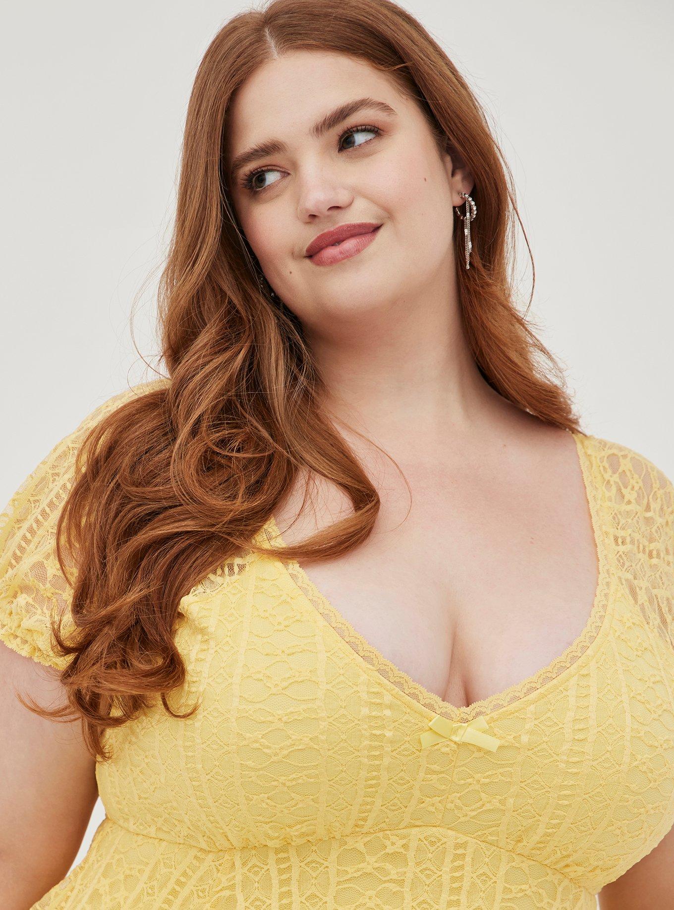 Plus Size - Unlined Balconette Bra - Lace Yellow - Torrid