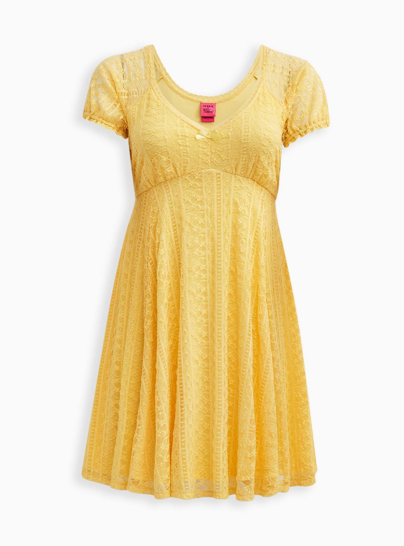 Plus Size - Betsey Johnson Sweetheart Fit & Flare Dress - Lace Striped  Yellow - Torrid