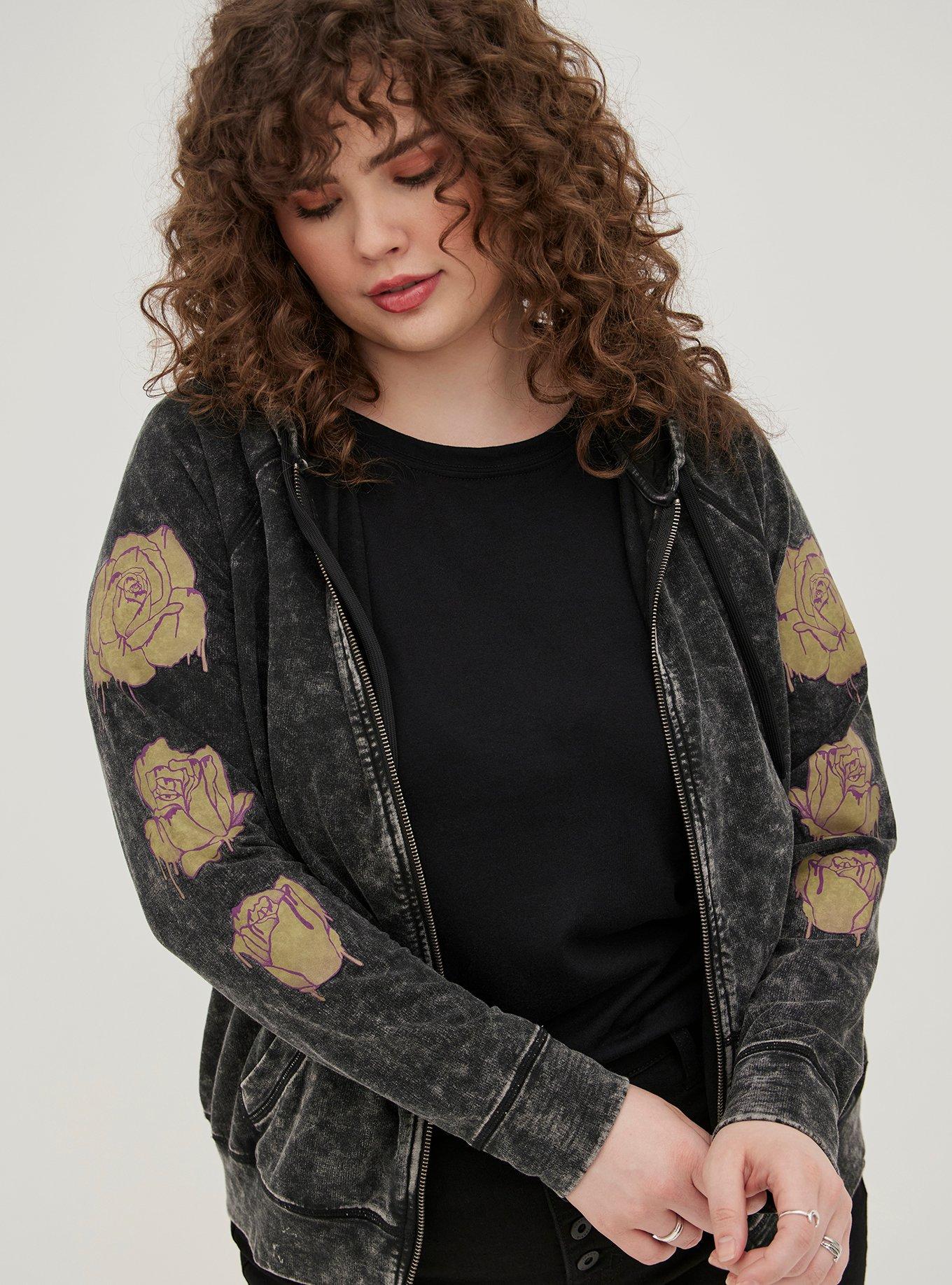 Plus Size - LoveSick Zip Hoodie - French Terry Rose Washed Grey