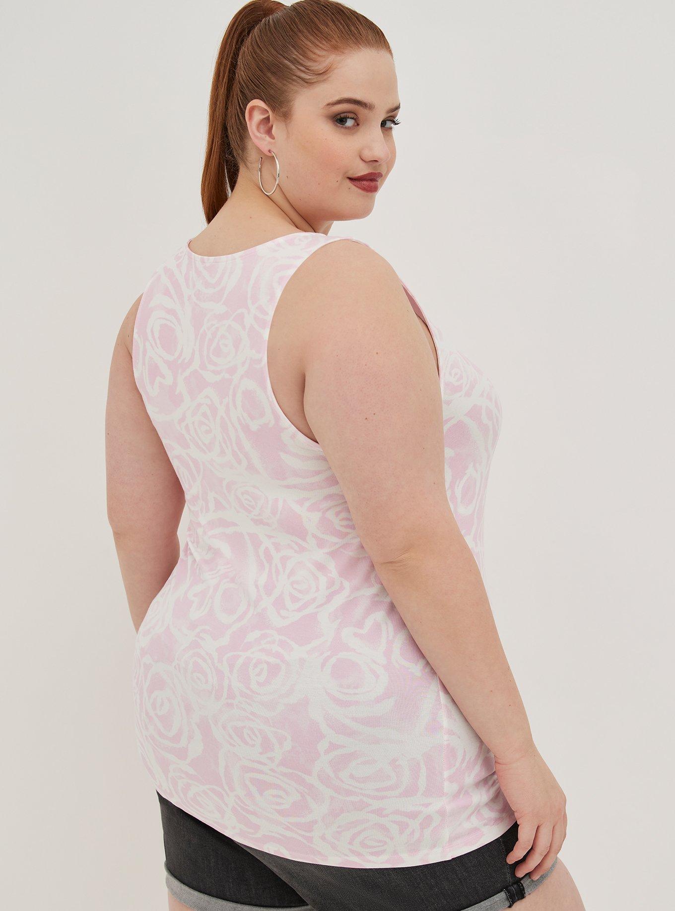 Plus Size LoveSick Lace-Up Tank - Super Soft Pink Spray Paint Skull, BLACK, alternate