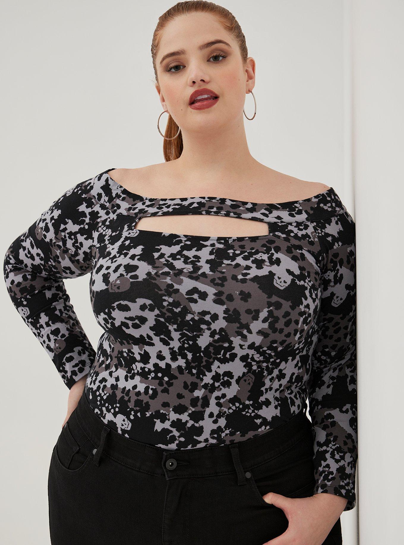 Plus Size - LoveSick Cold Shoulder Keyhole Tee - Super Soft Black