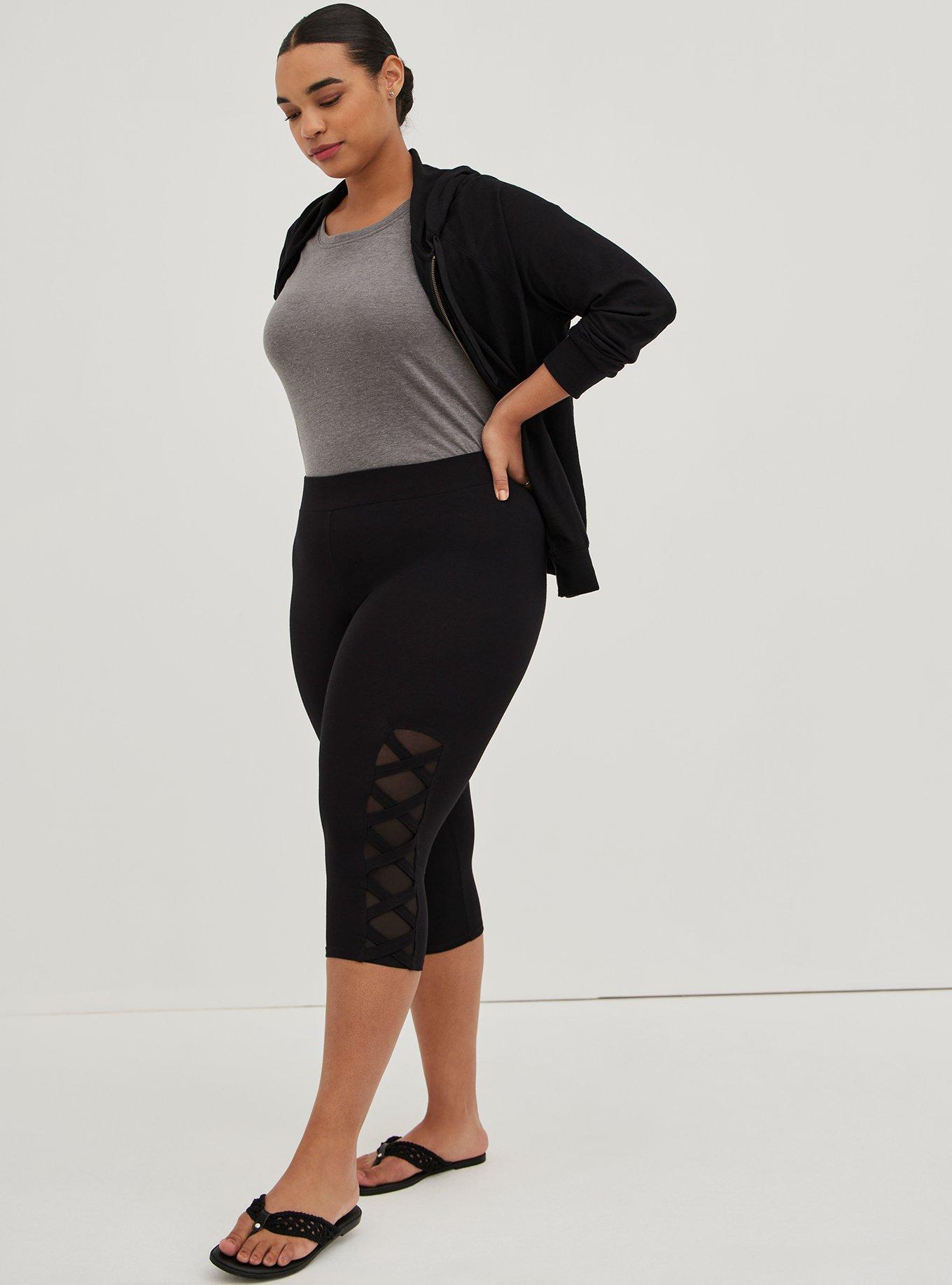 Plus Size - Premium Legging - Lattice Mesh Insert Black - Torrid