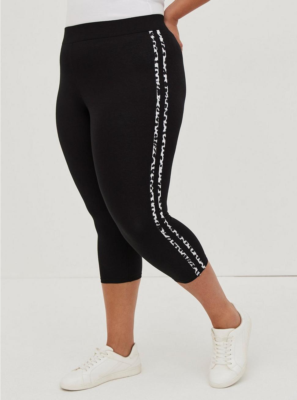 Plus Size - Crop Premium Legging - Double Stripes Black - Torrid