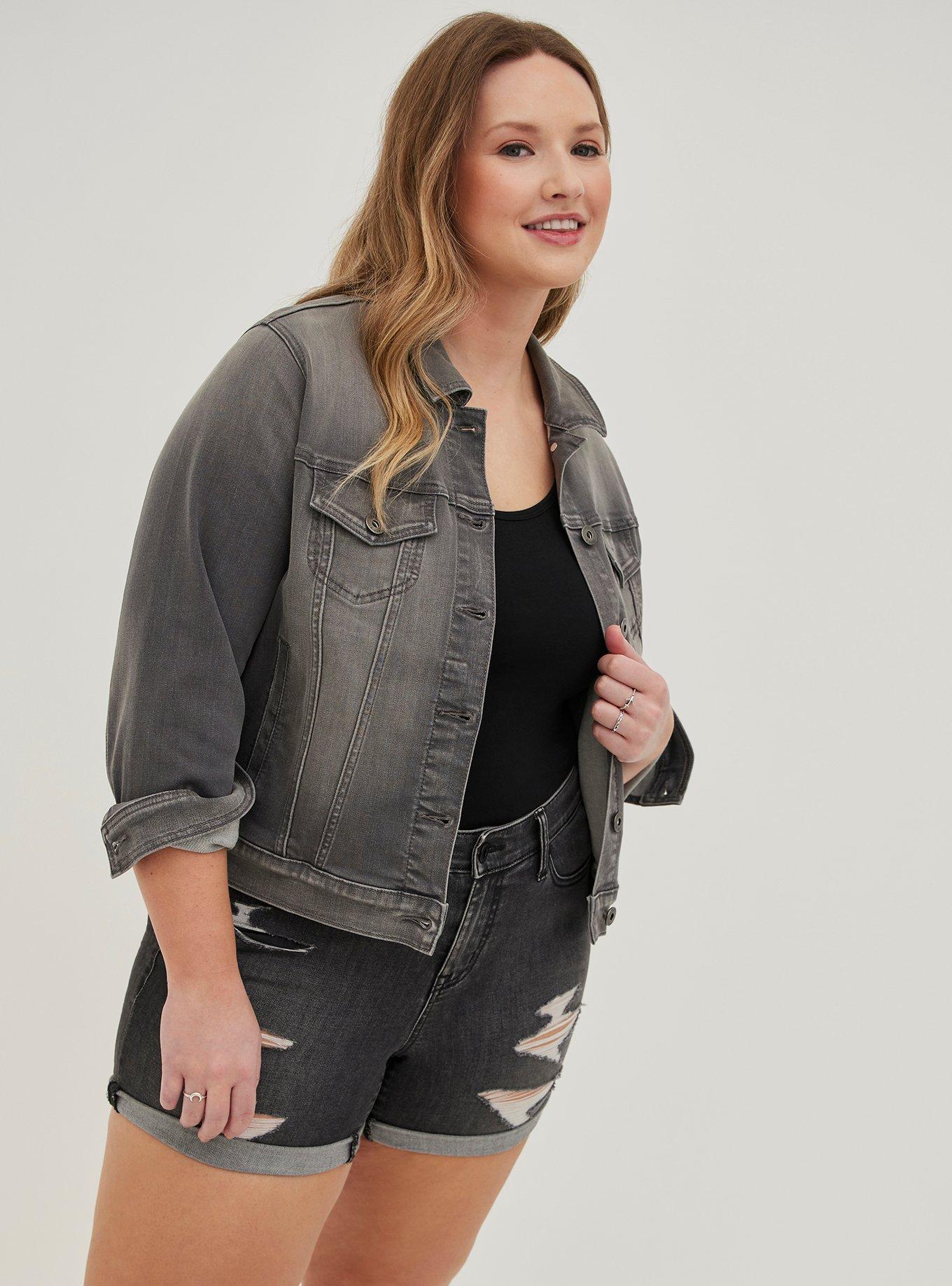 Plus Size - Grey Super Soft Denim Jacket - Torrid