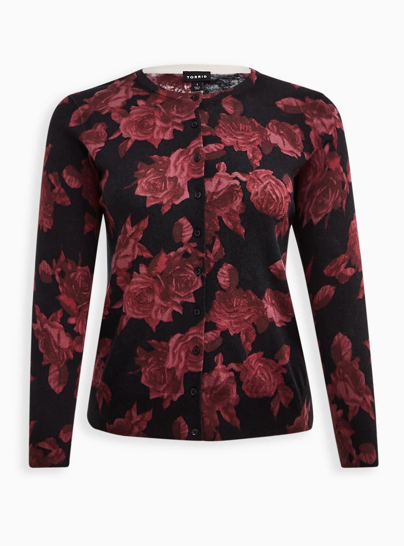 Classic Cardigan - Floral Black, DEEP BLACK, hi-res