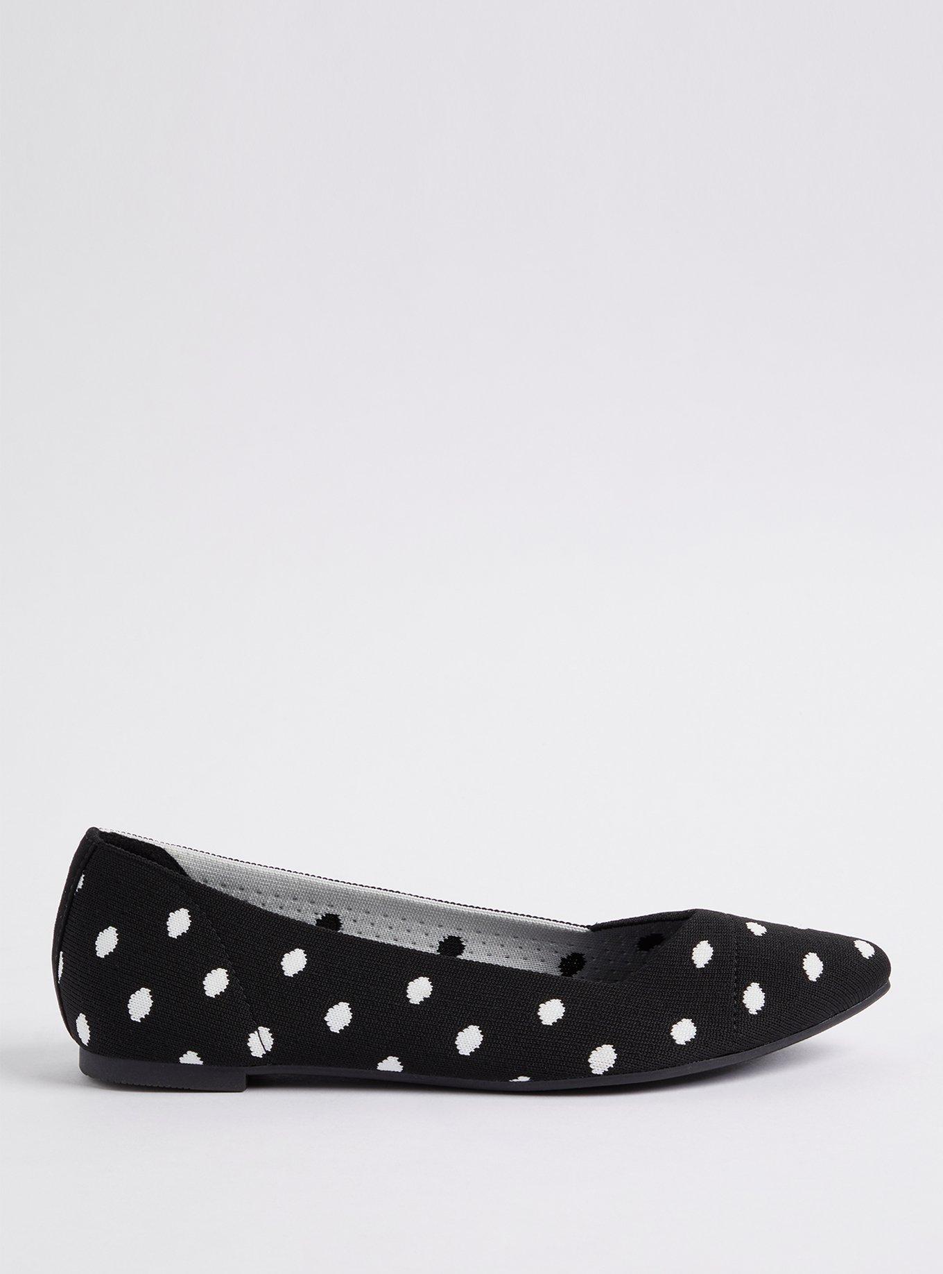 Plus Size Polka Dot Flats - Knit Black, POLKA DOT, alternate