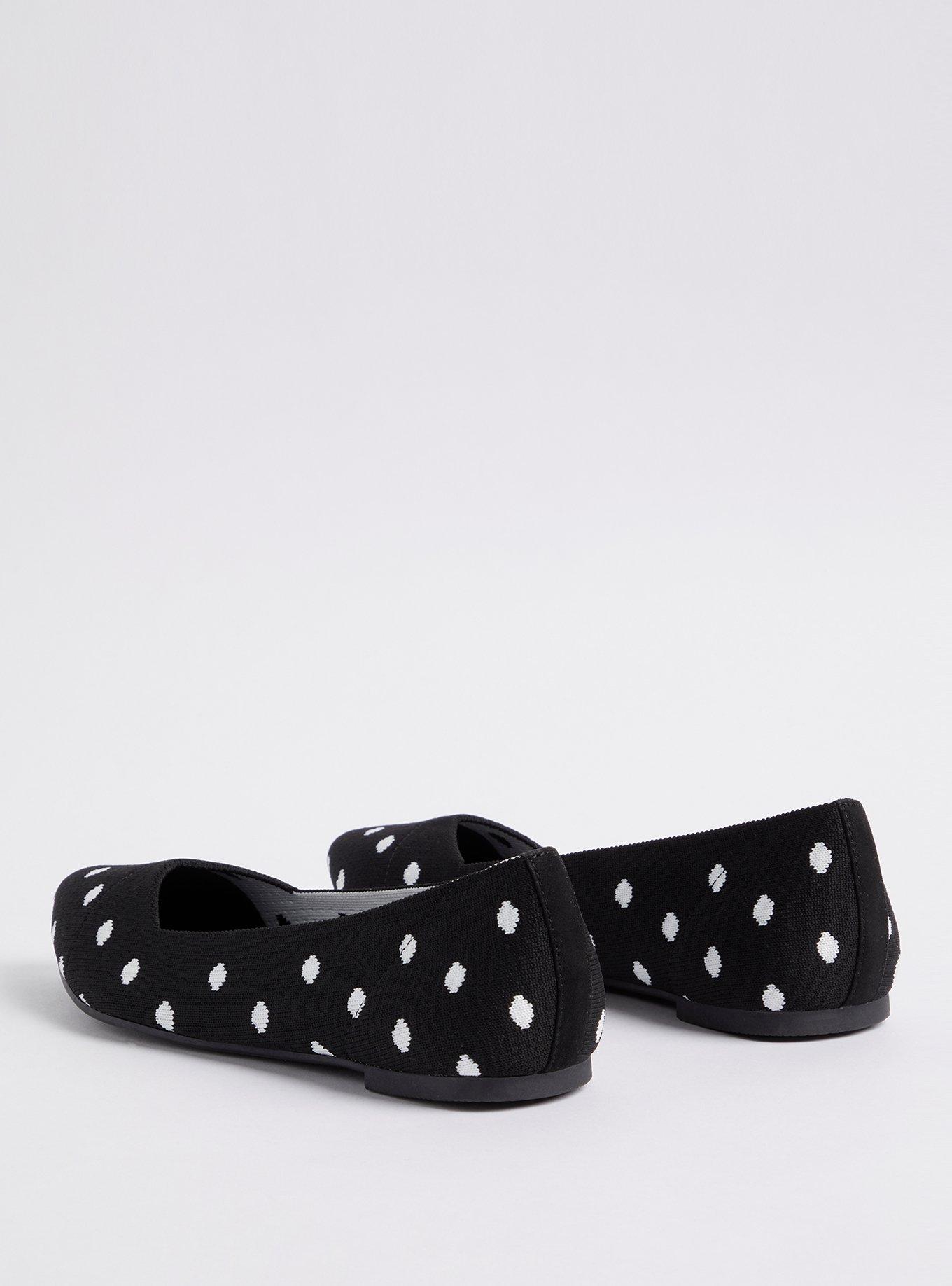 Plus Size Polka Dot Flats - Knit Black, POLKA DOT, alternate